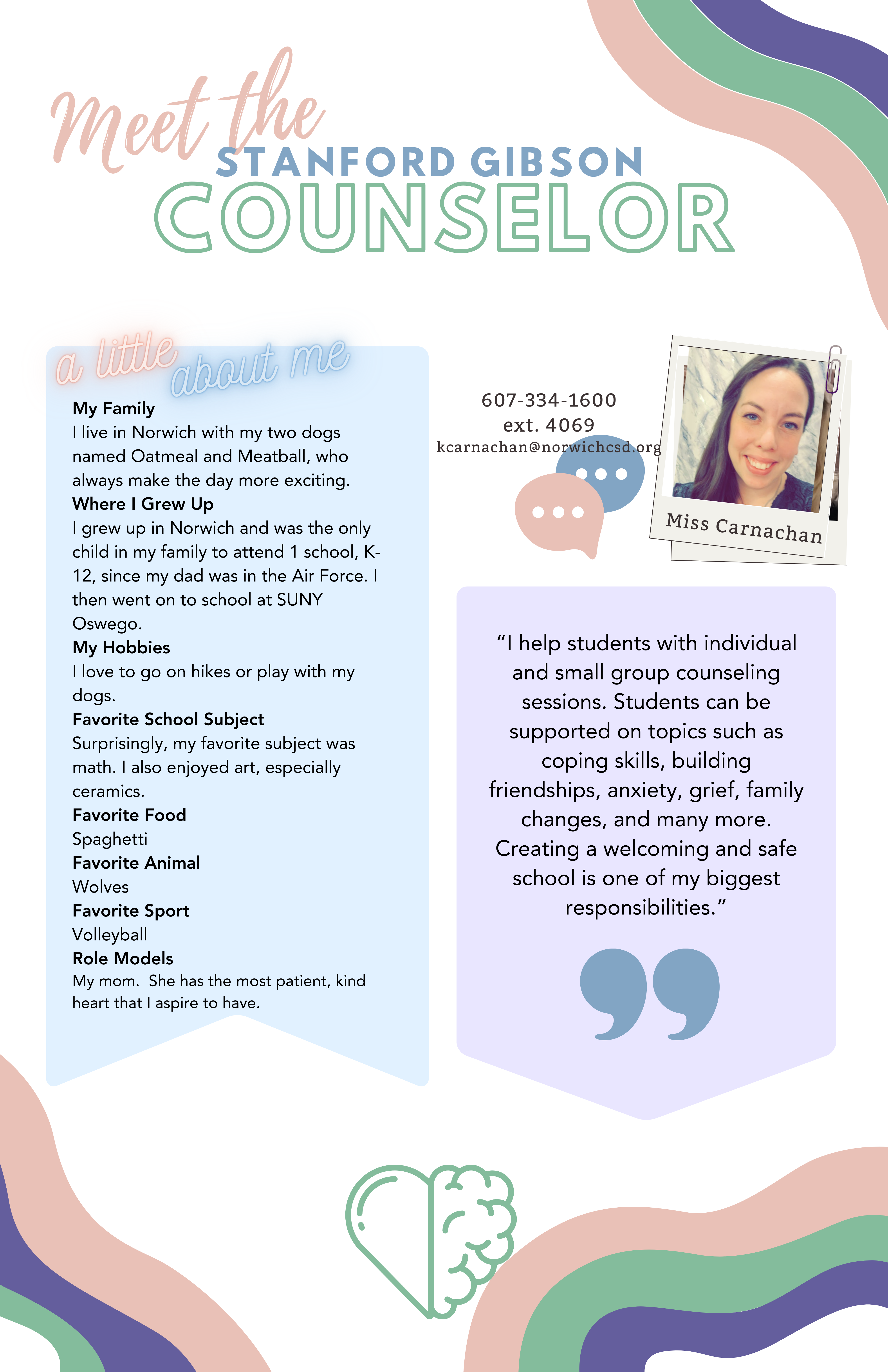 Meet the School Counselor - Ms. Carnachan