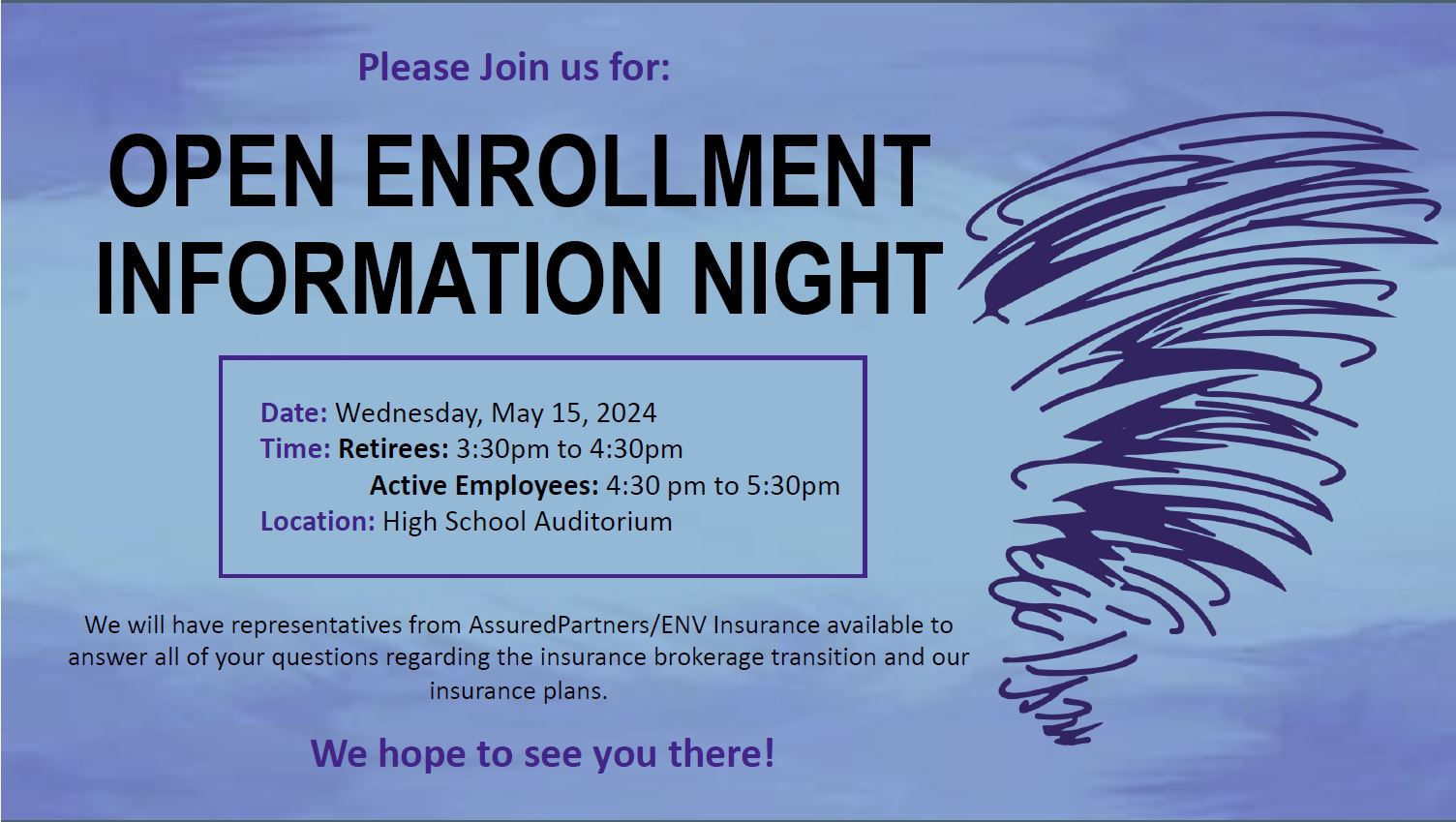 Purple Open Enrollment Information Night Poster