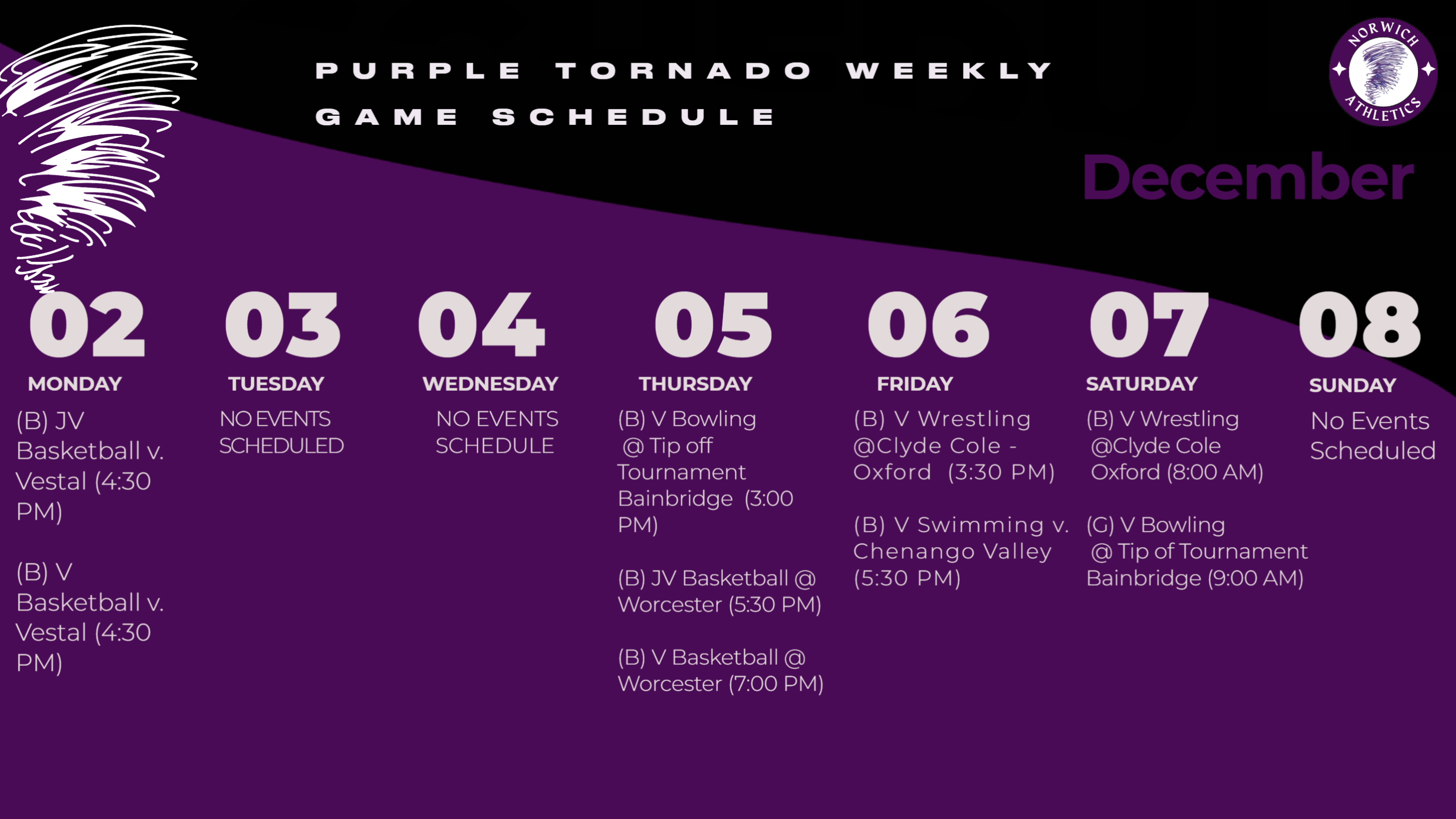 Weekly Game Schedule