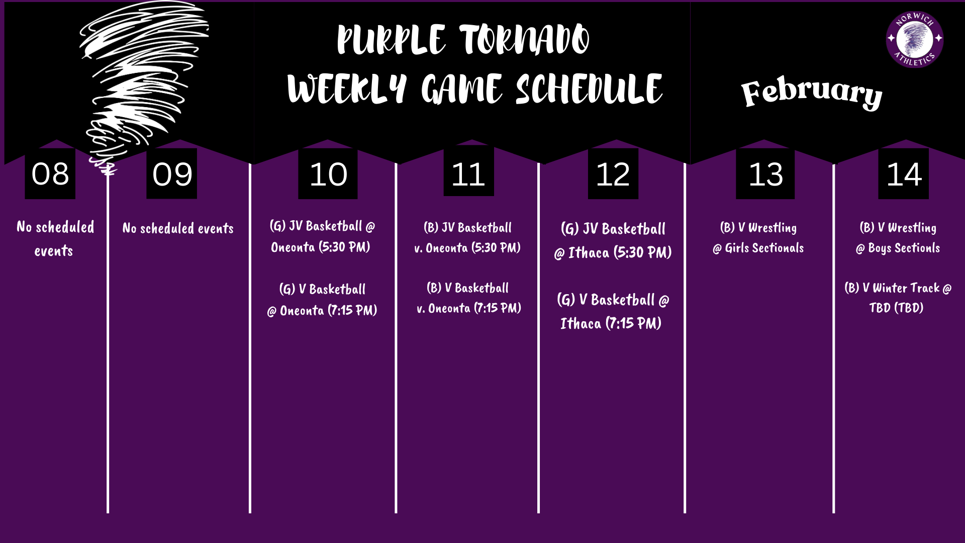 Weekly Game Schedule 