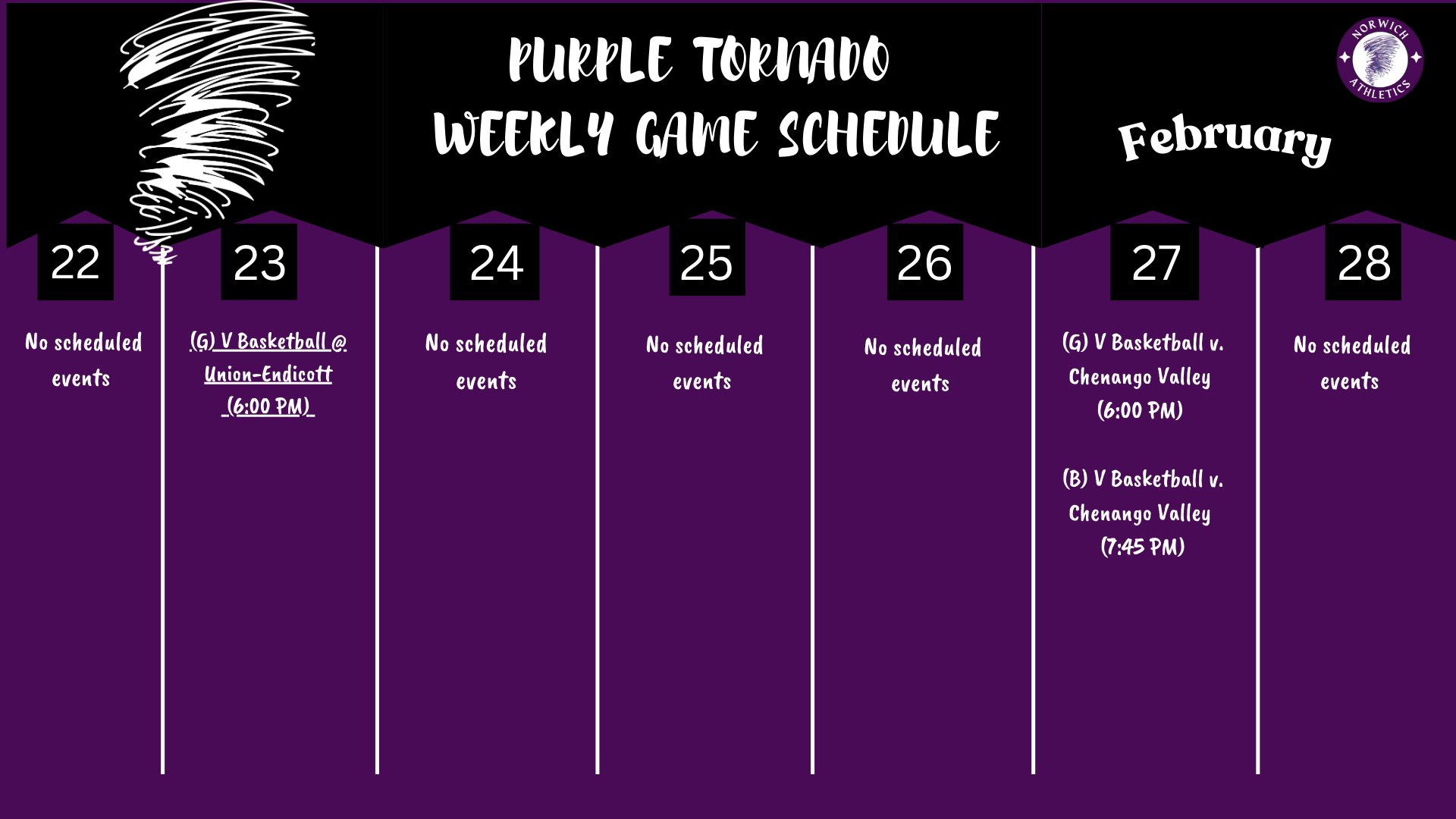 Weekly Game Schedule 