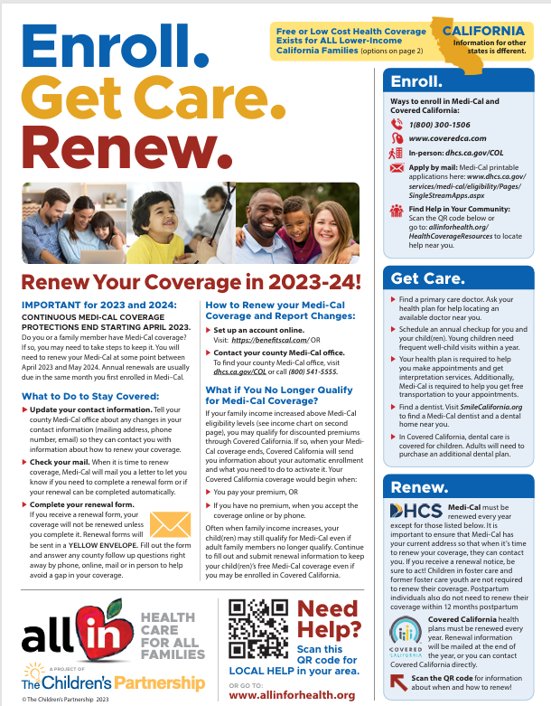 Enroll. Get Care. Renew Flyer pg1