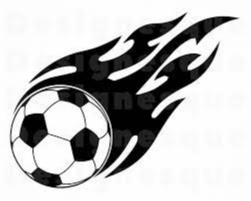 Soccer ball with flames drawing