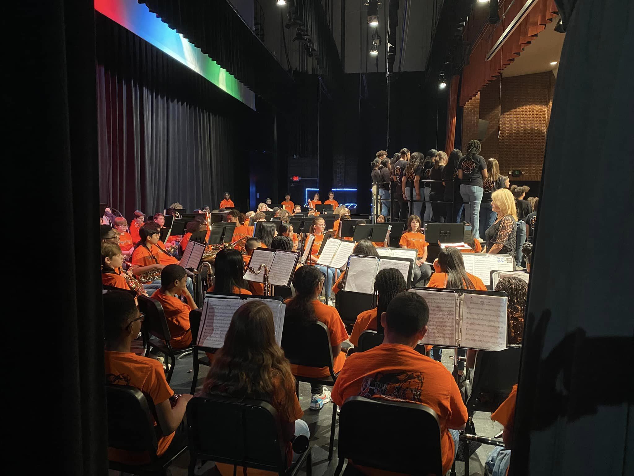 Band students playing National Anthem