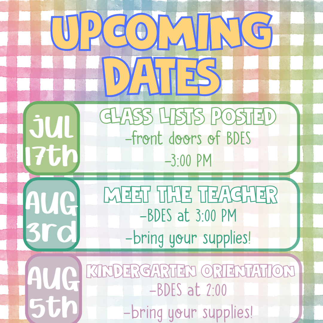 Upcoming Dates