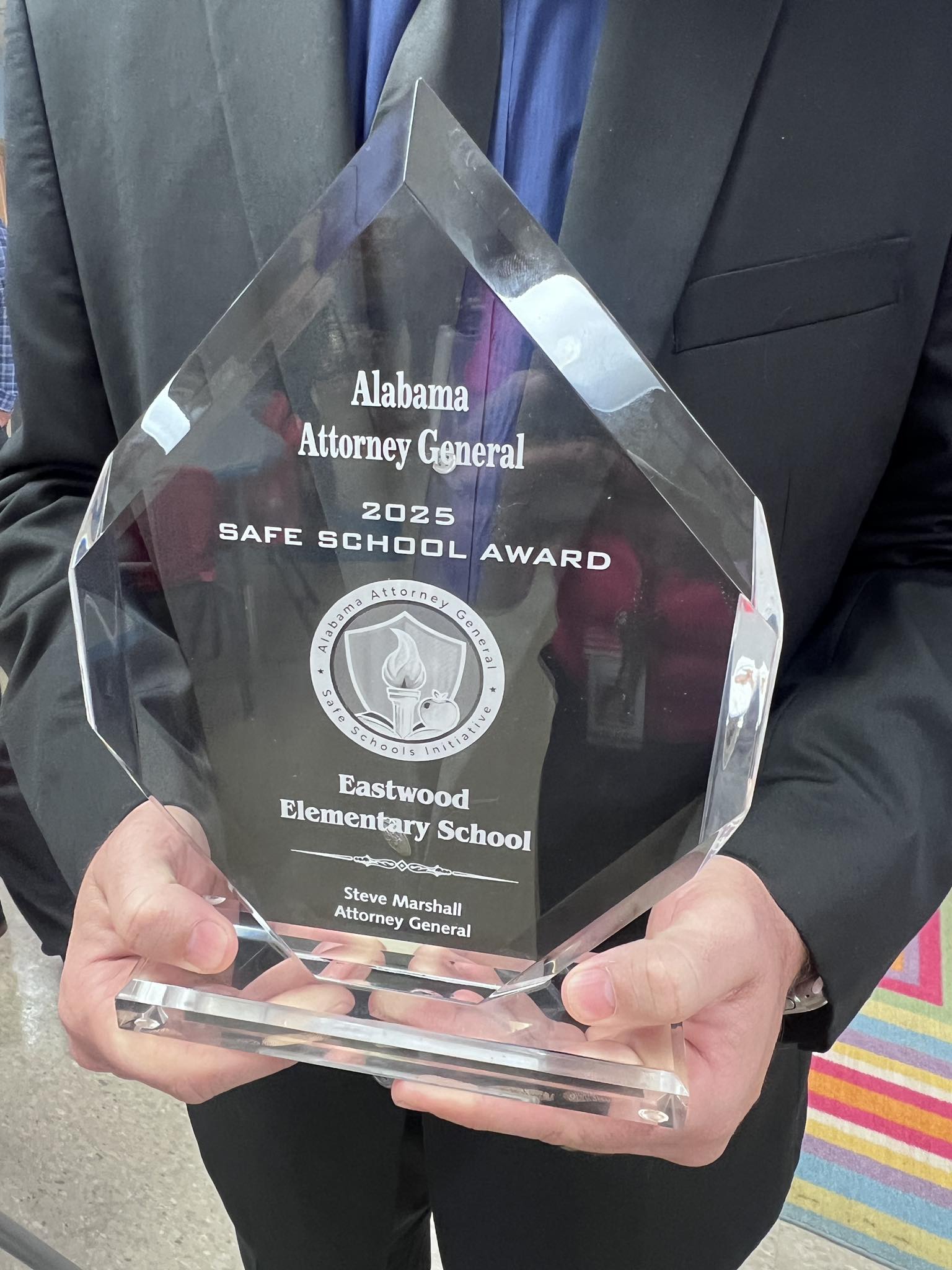 Image of award given to Eastwood Elementary from the state's Attorney General.