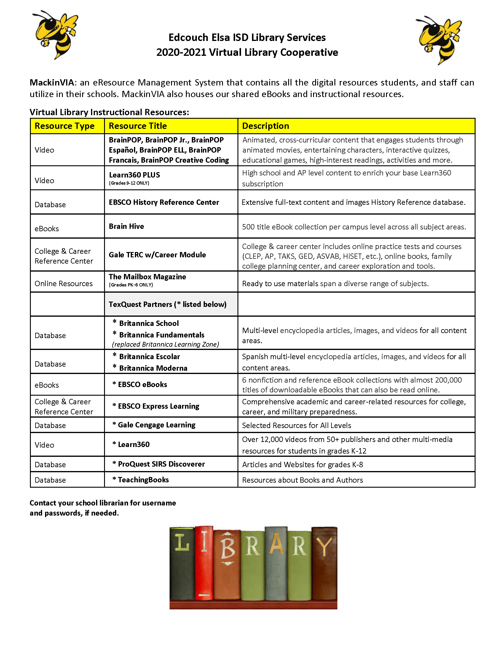 Edcouch Elsa ISD Library Services Virtual Library Cooperative