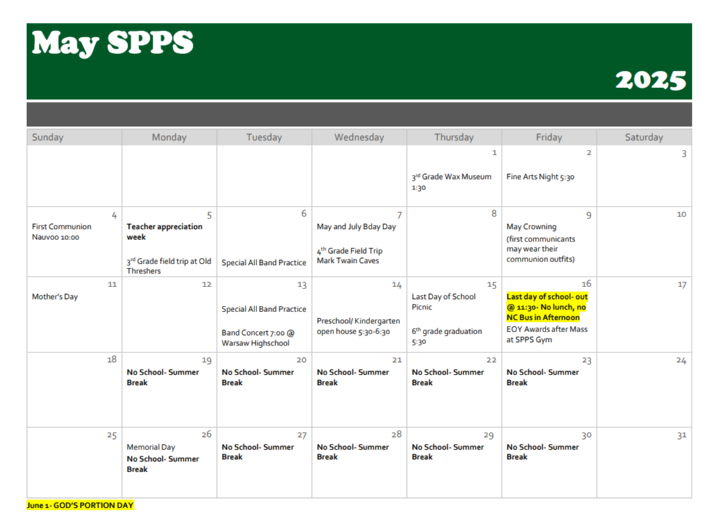 January calendar