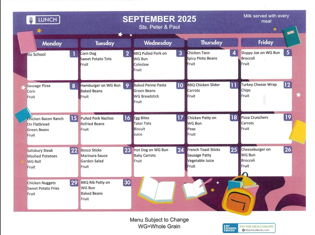 August Lunch Menu