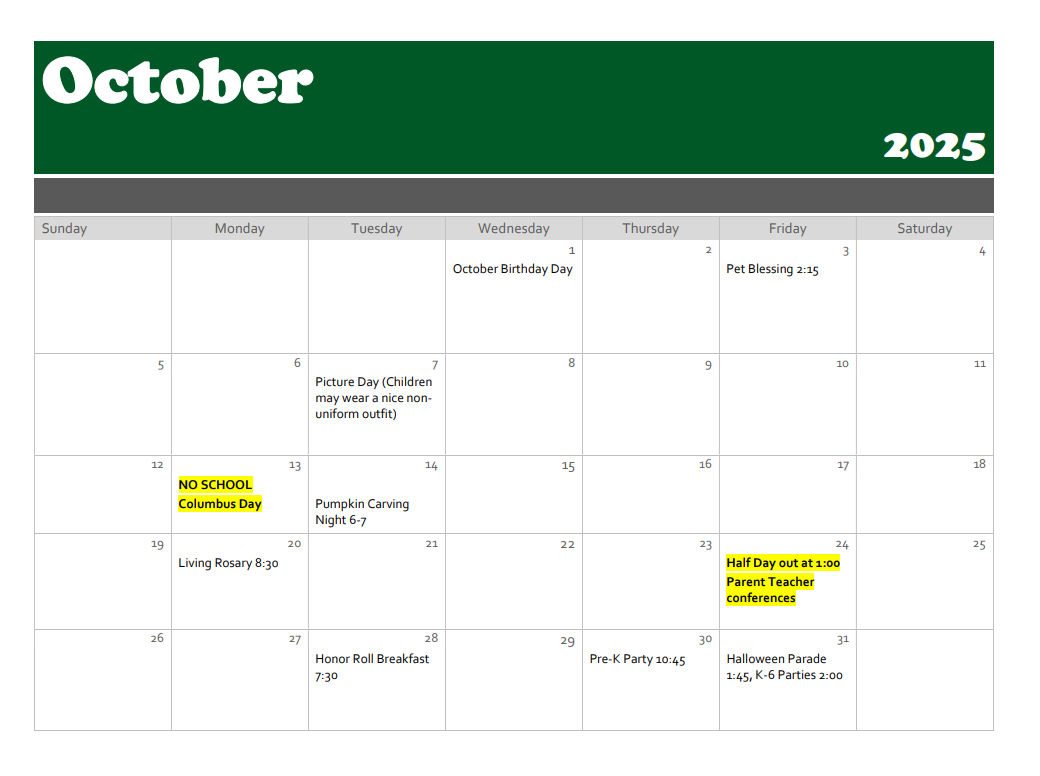 August family Calendar