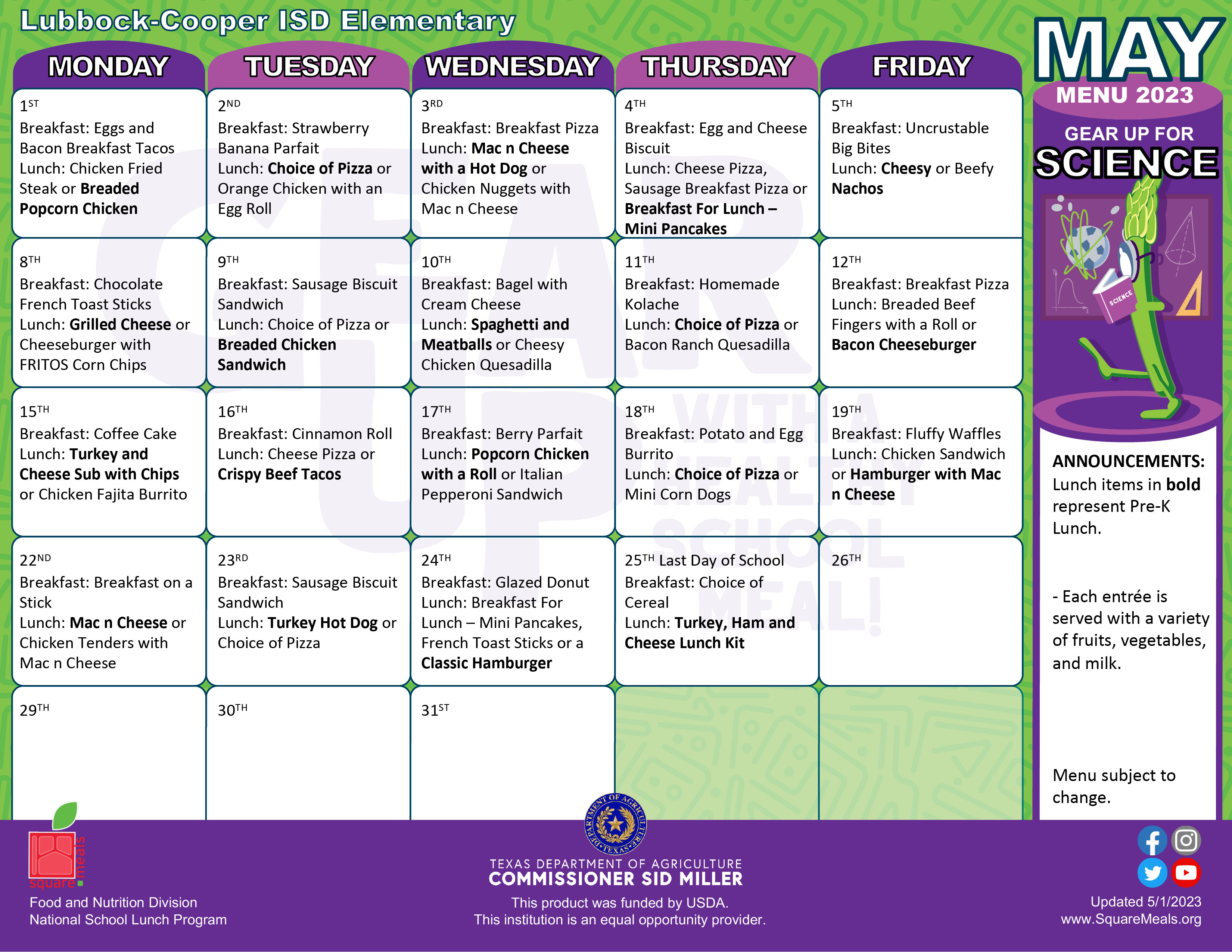 May Menu