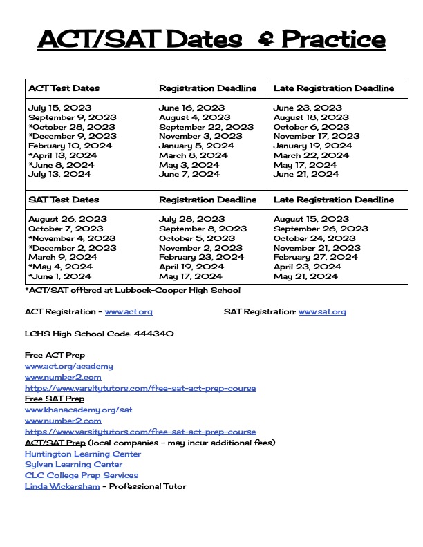 ACT/SAT Dates