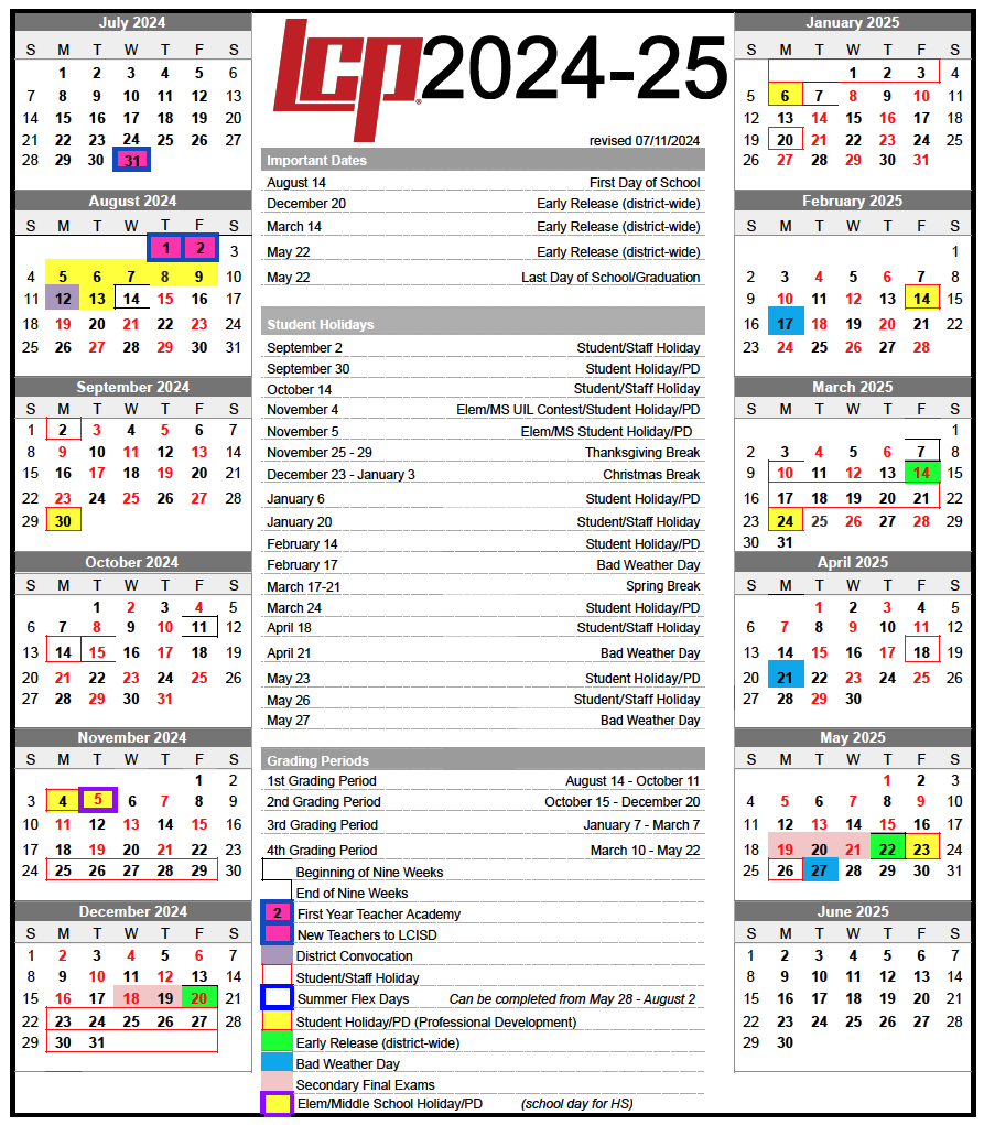 2024-25 district calendar