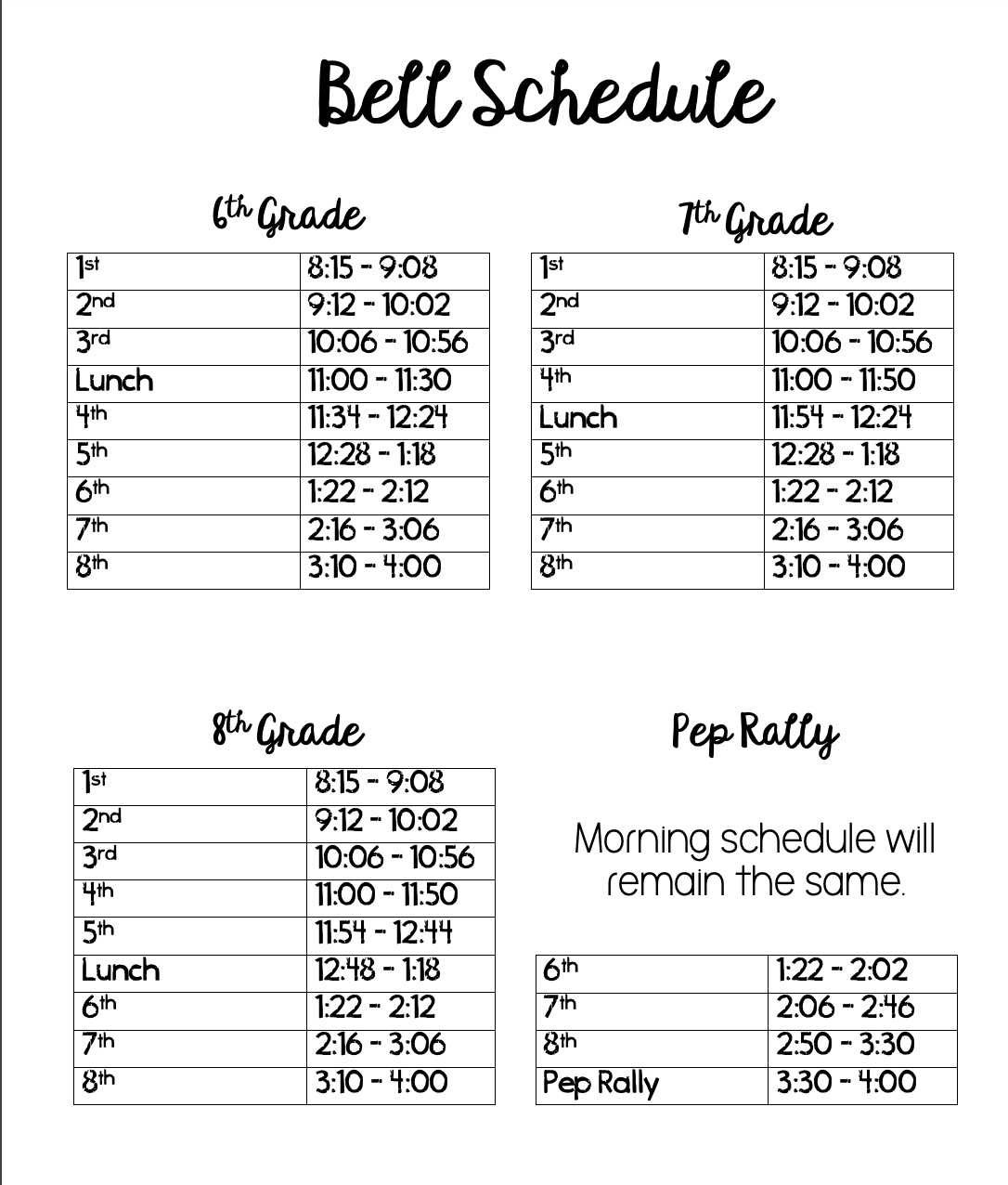 bell schedule 