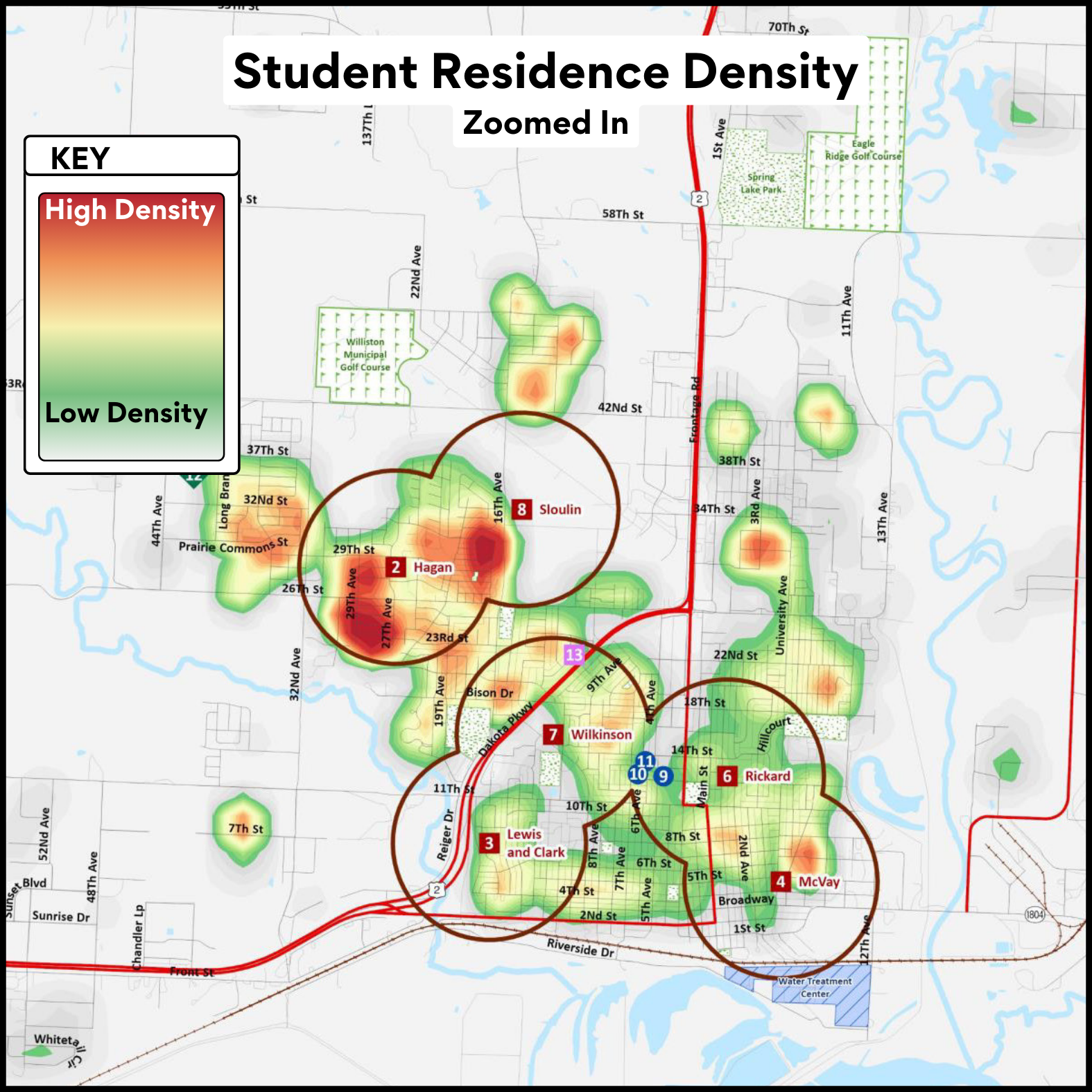 Student Residence Heat Map Zoomed In