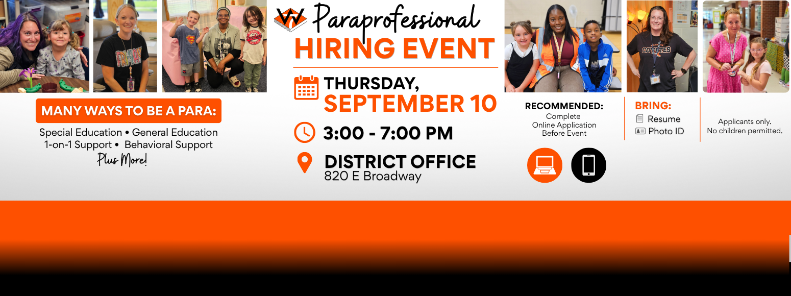 paraprofessional hiring event September 10, 2026