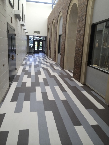 New flooring at Eagle Elementary installed prior to the 2015-16 school year lines the arches from the former Eagle High School building.