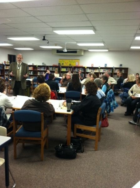 Dr. Don Fritz, FGR Group, provides instructions to the group during session 2 held at Waverly Intermediate School.