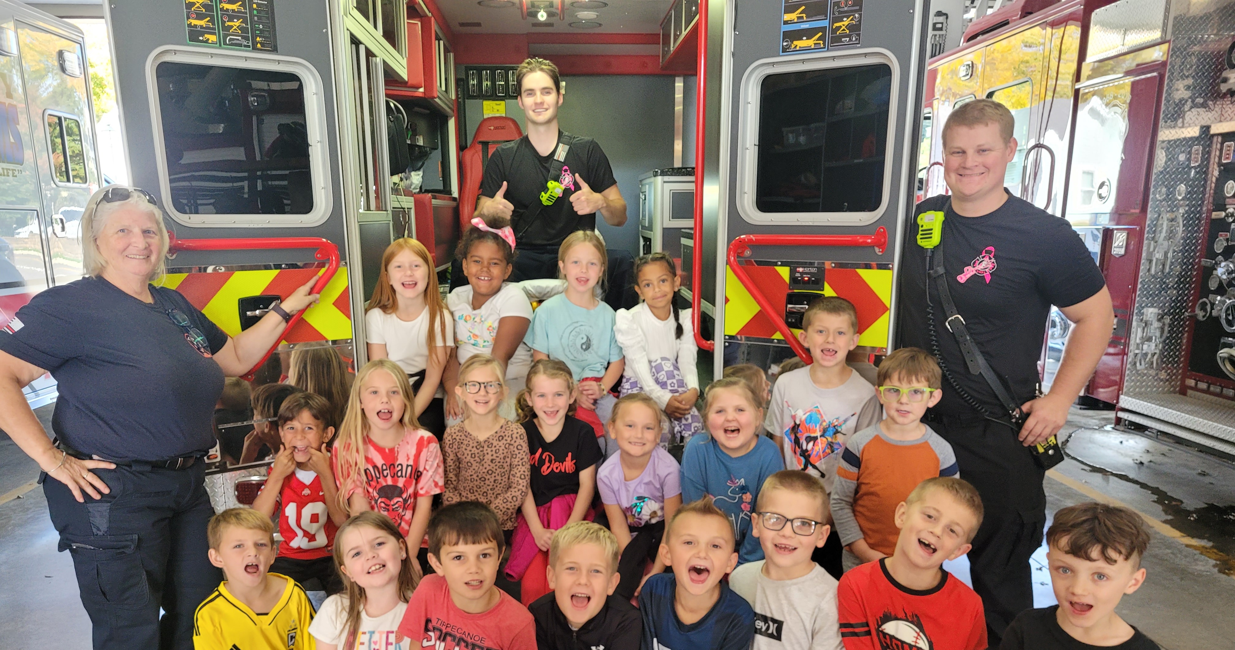 Broadway students at the firehouse.