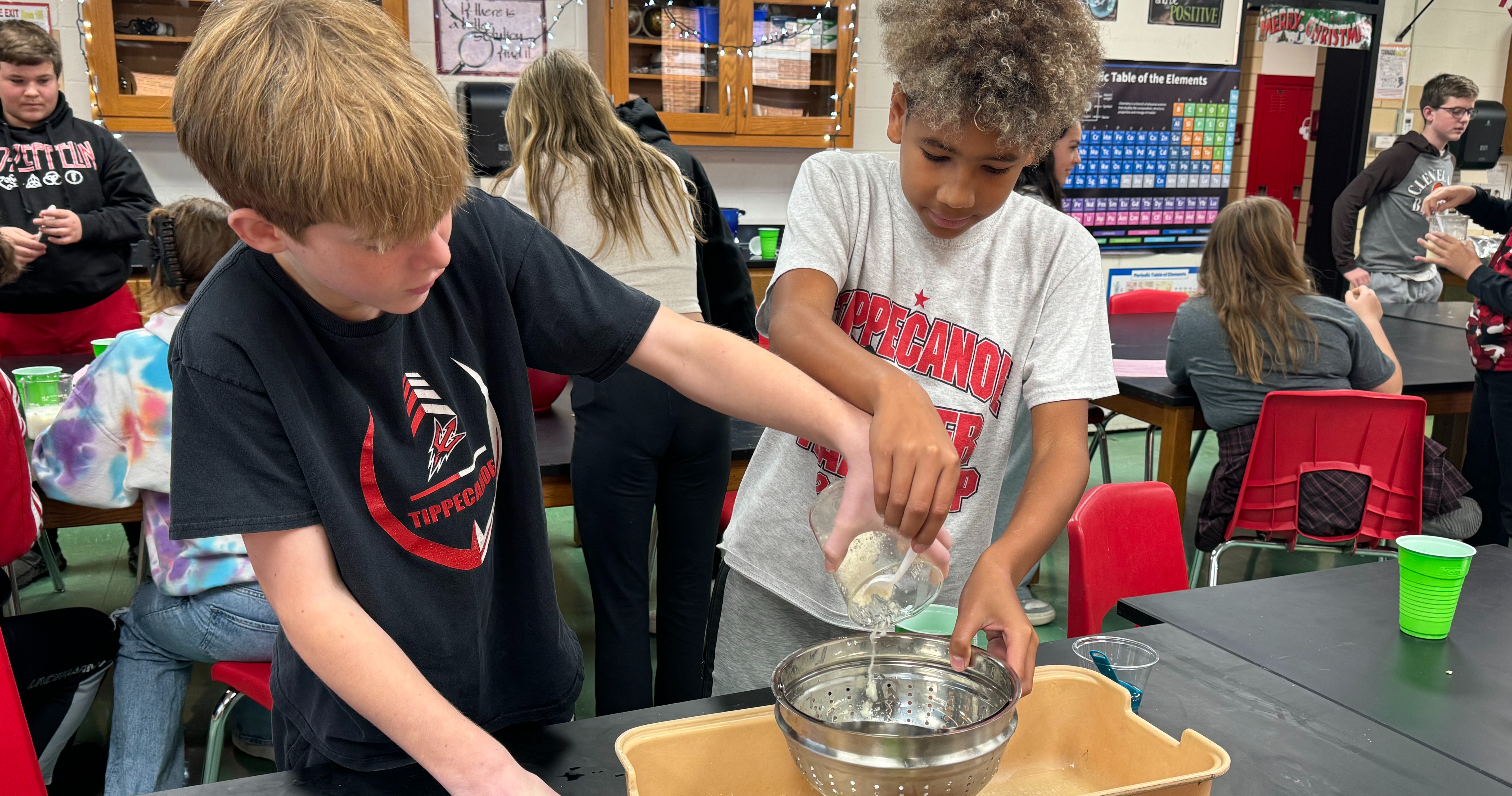 TMS Science Class students work on an experiment.