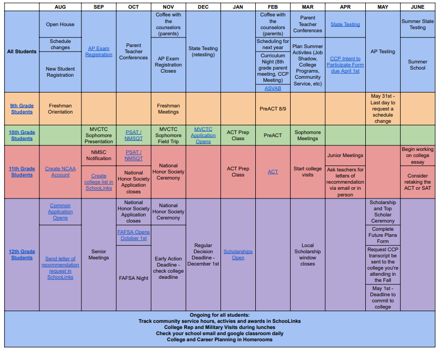 School Counselor Calendar