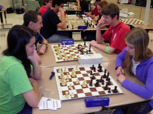 Photo of a chess match.