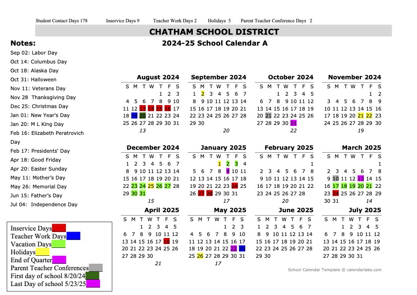 20242025 School Calendar Survey Chatham School District