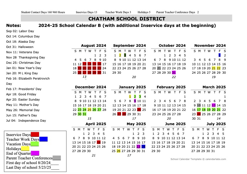 20242025 School Calendar Survey Chatham School District