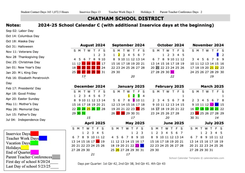 20242025 School Calendar Survey Chatham School District