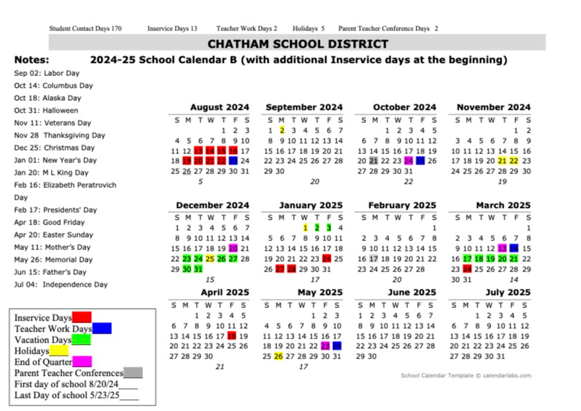 20242025 School Calendar Survey Chatham School District