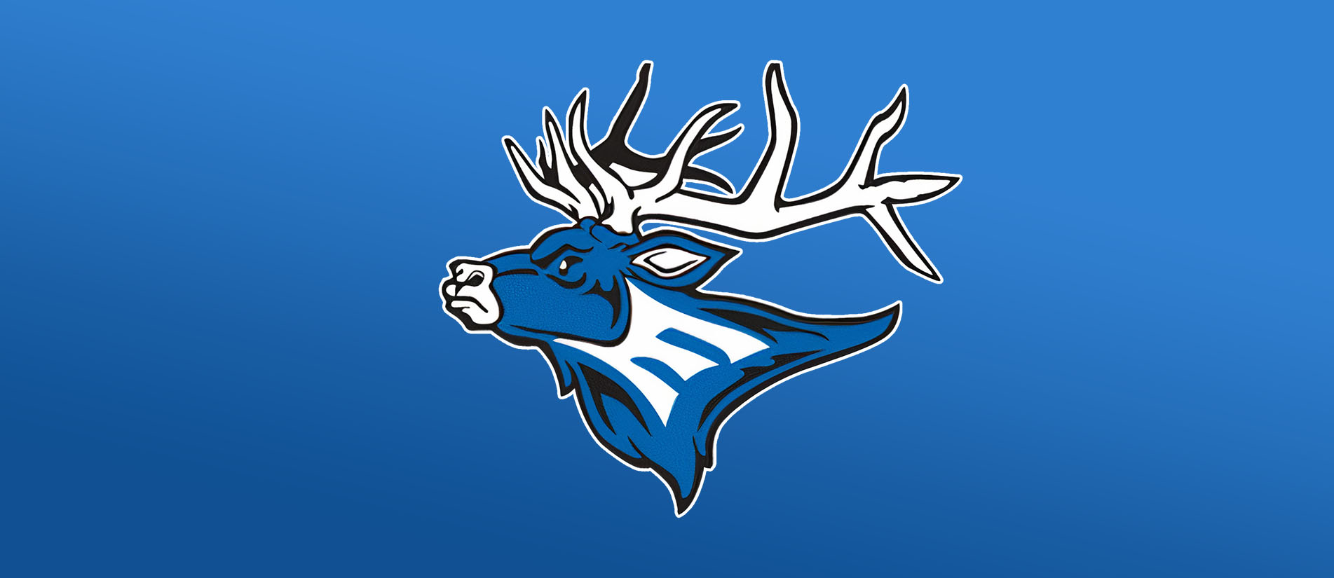Elk with an e inscribed on its neck in blue