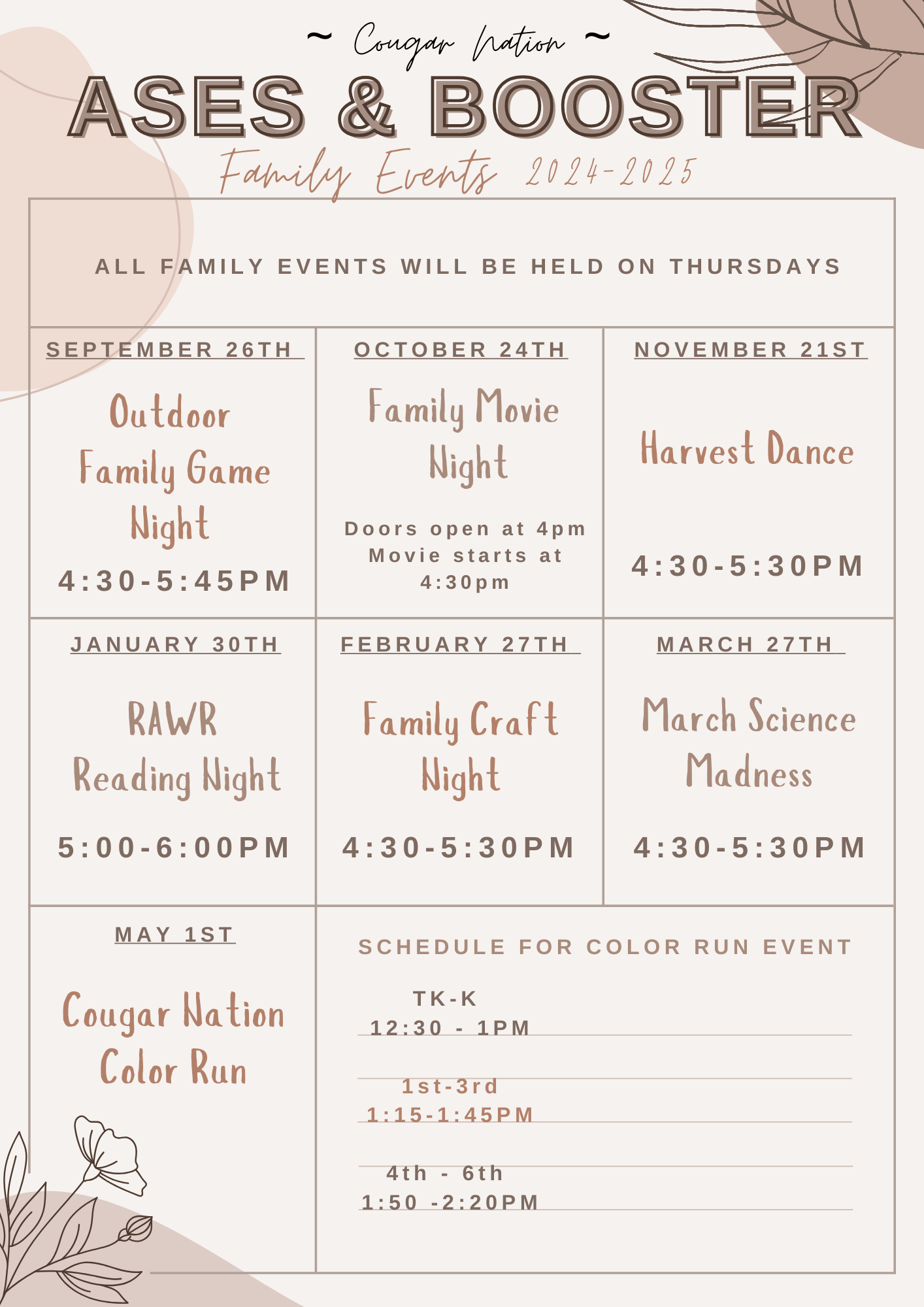 Parent Booster Meeting Schedule