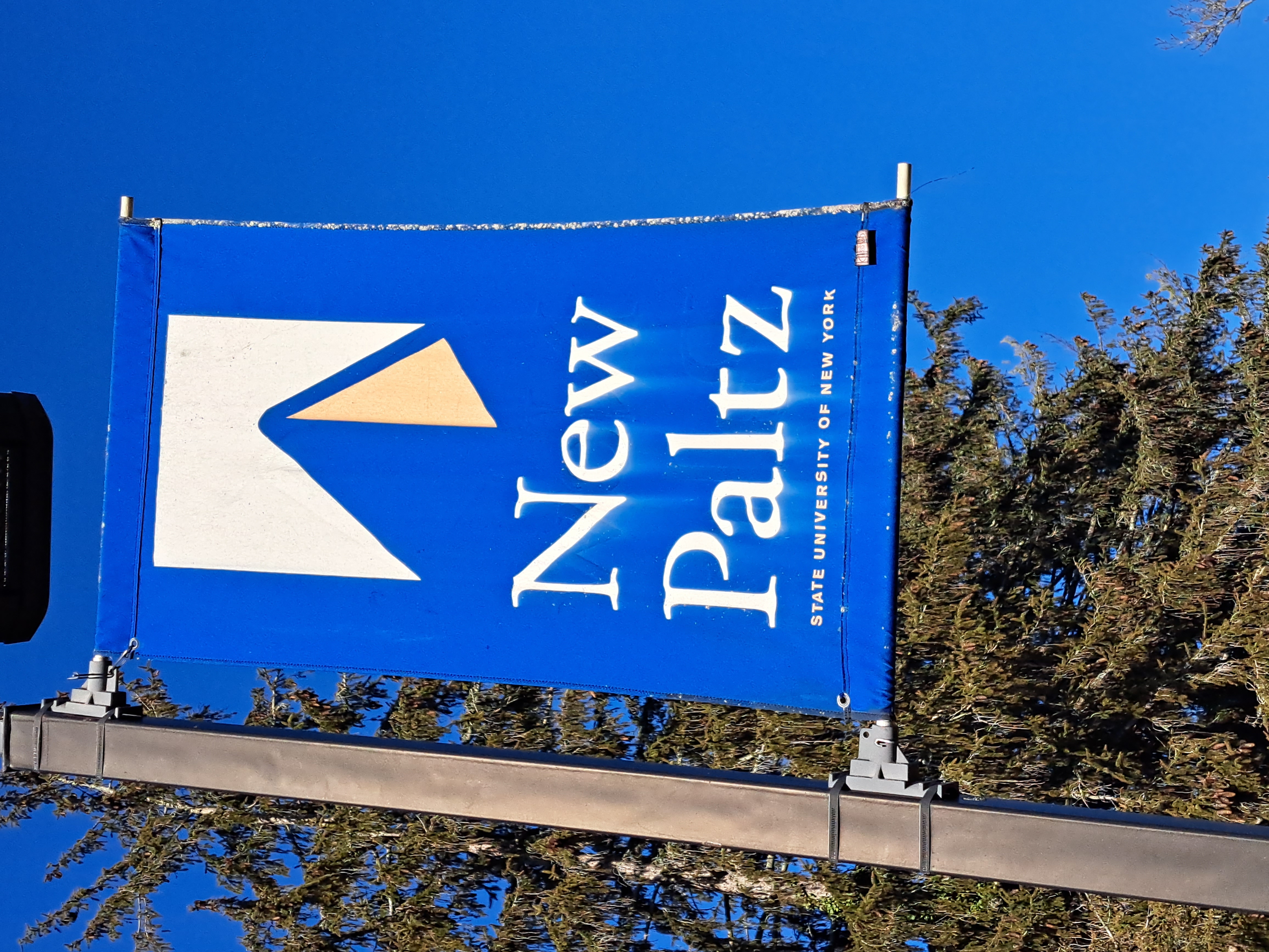 Suny new paltz sign hanging outside