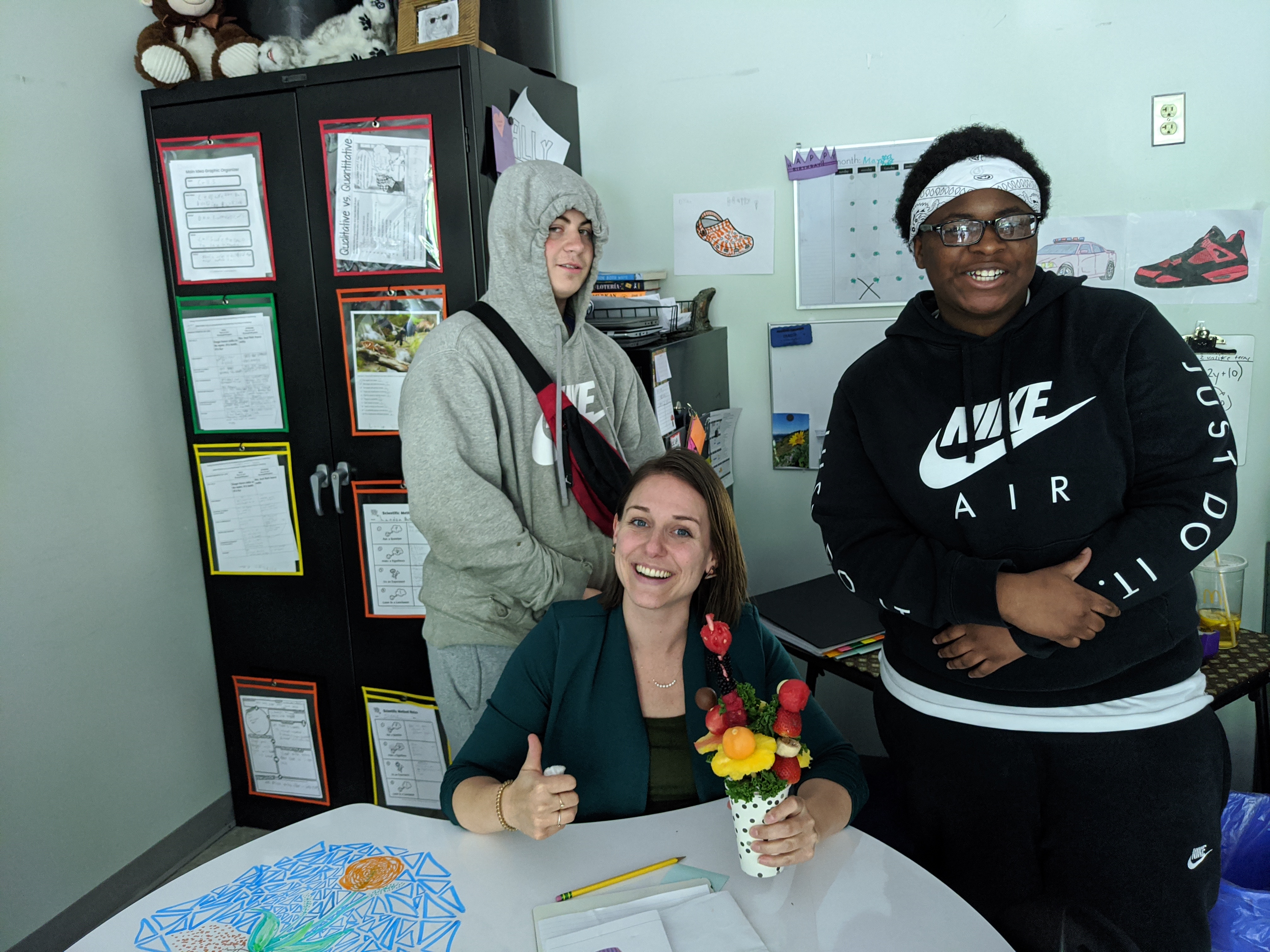 Students delivering flowers