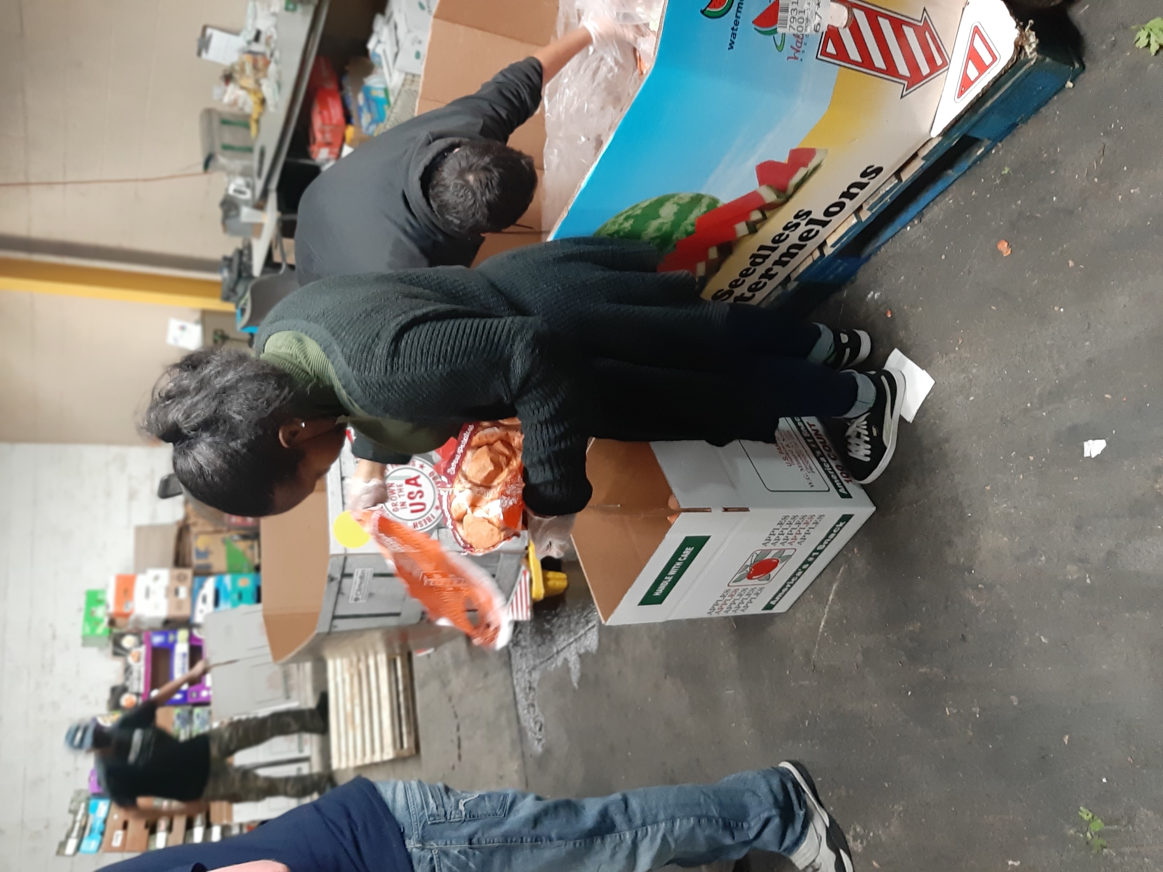 Students volunteering at the Cornwall food bank