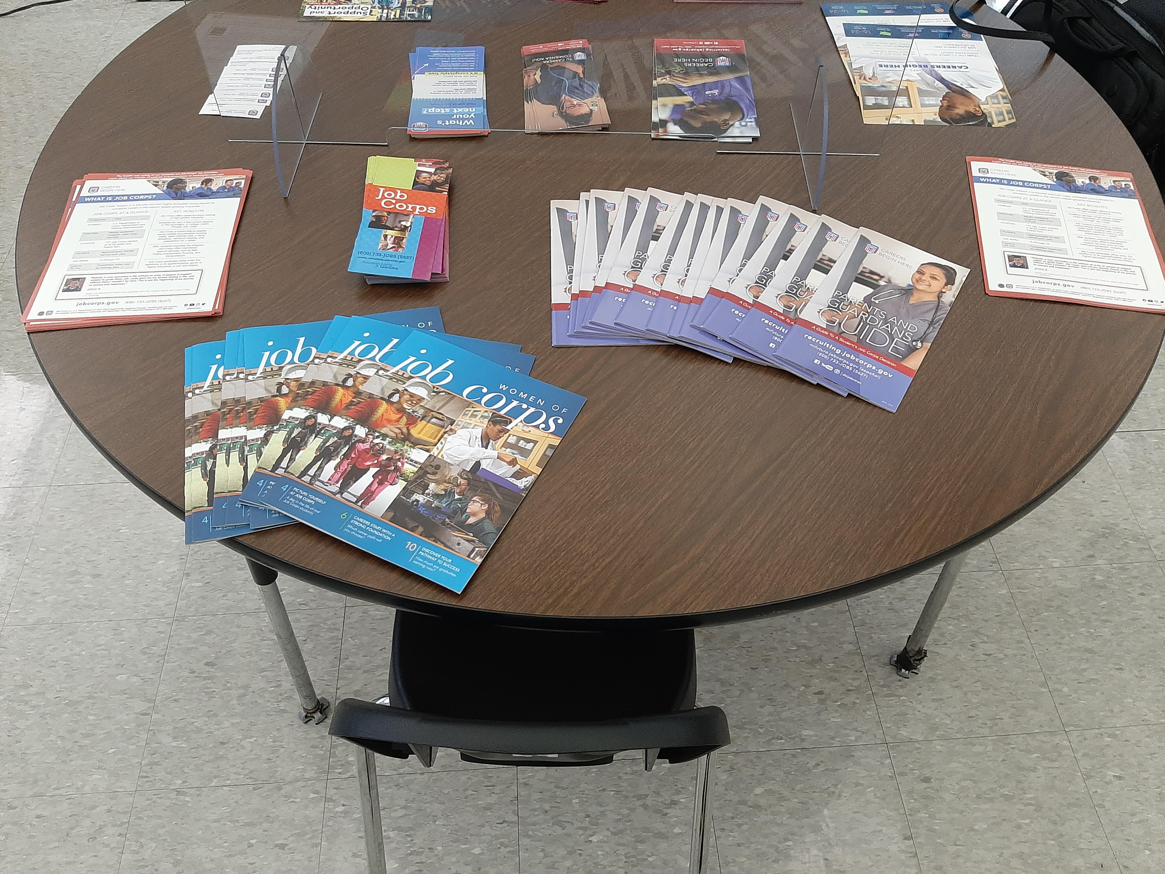 information pamphlets on table