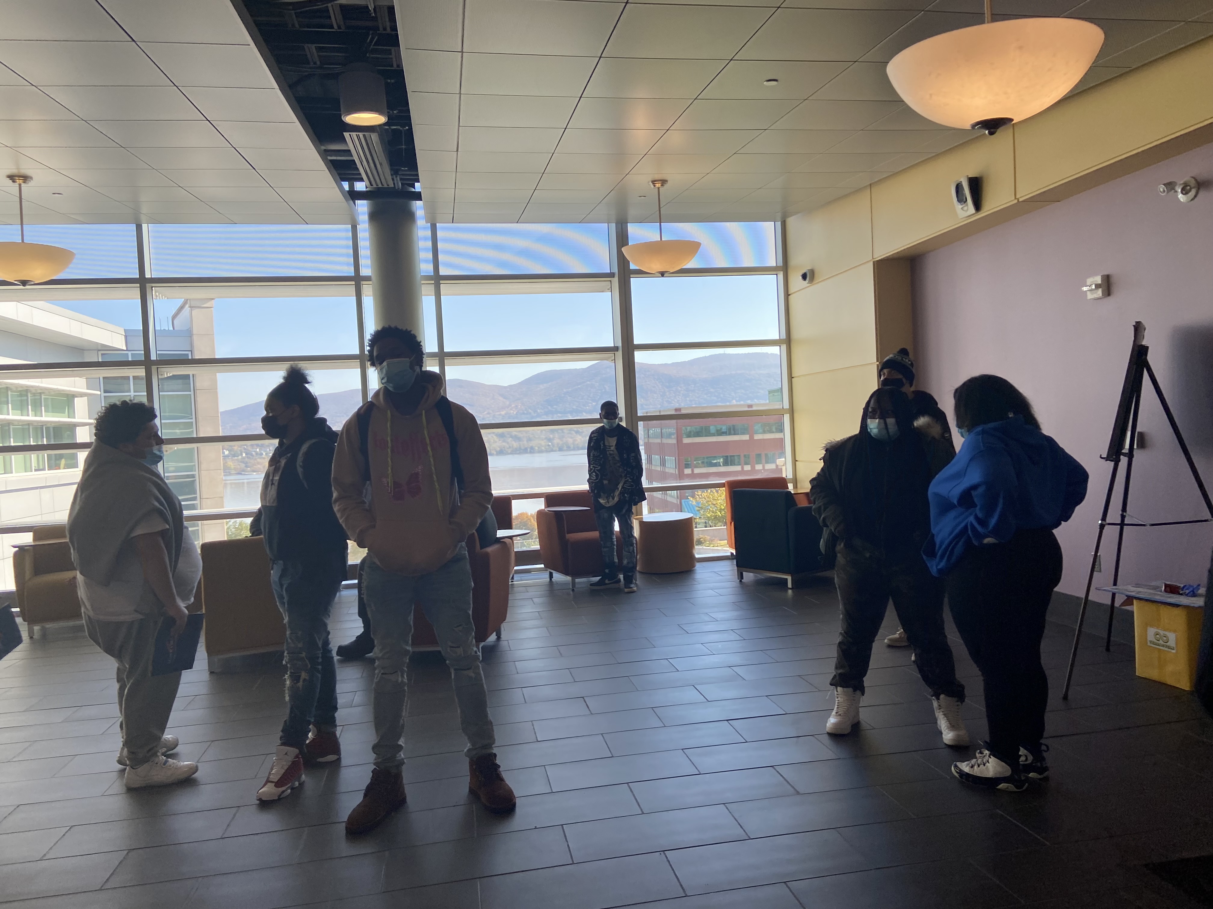 students at college campus