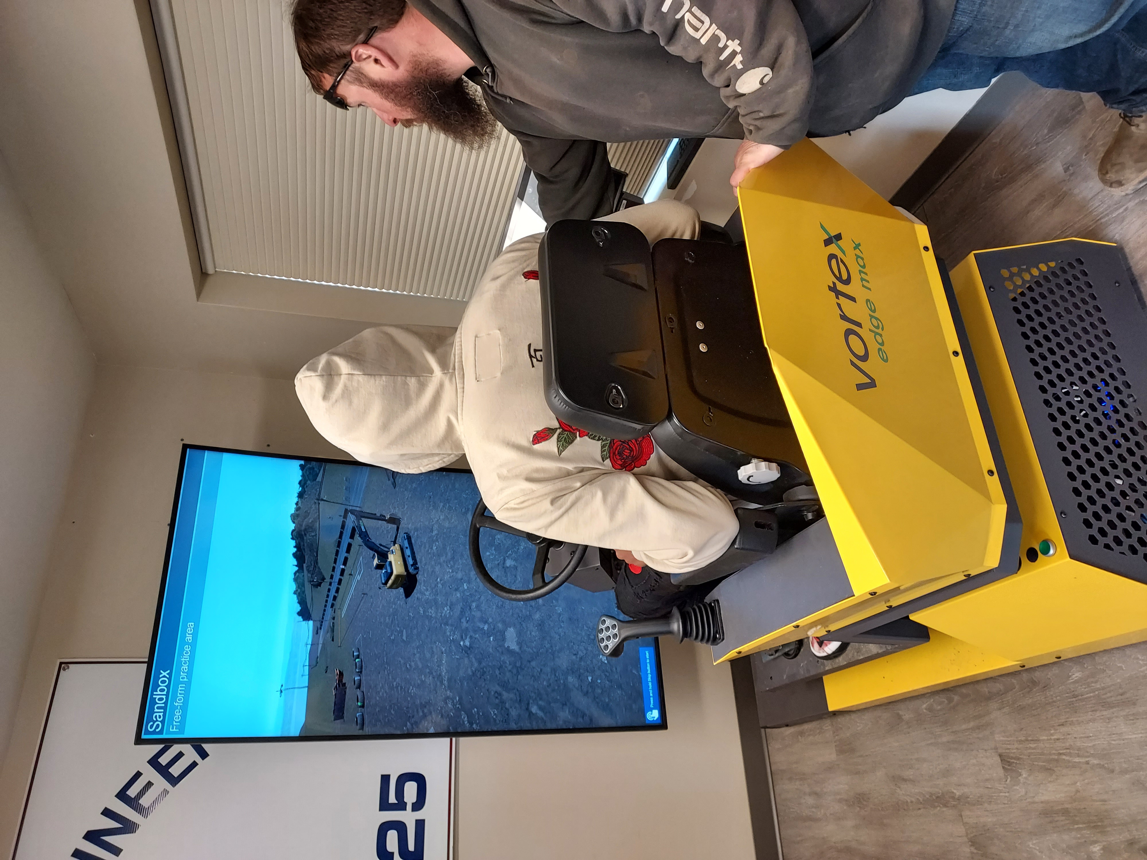 student using simulation machine