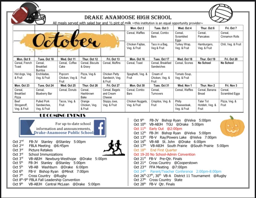 October Menu/Events