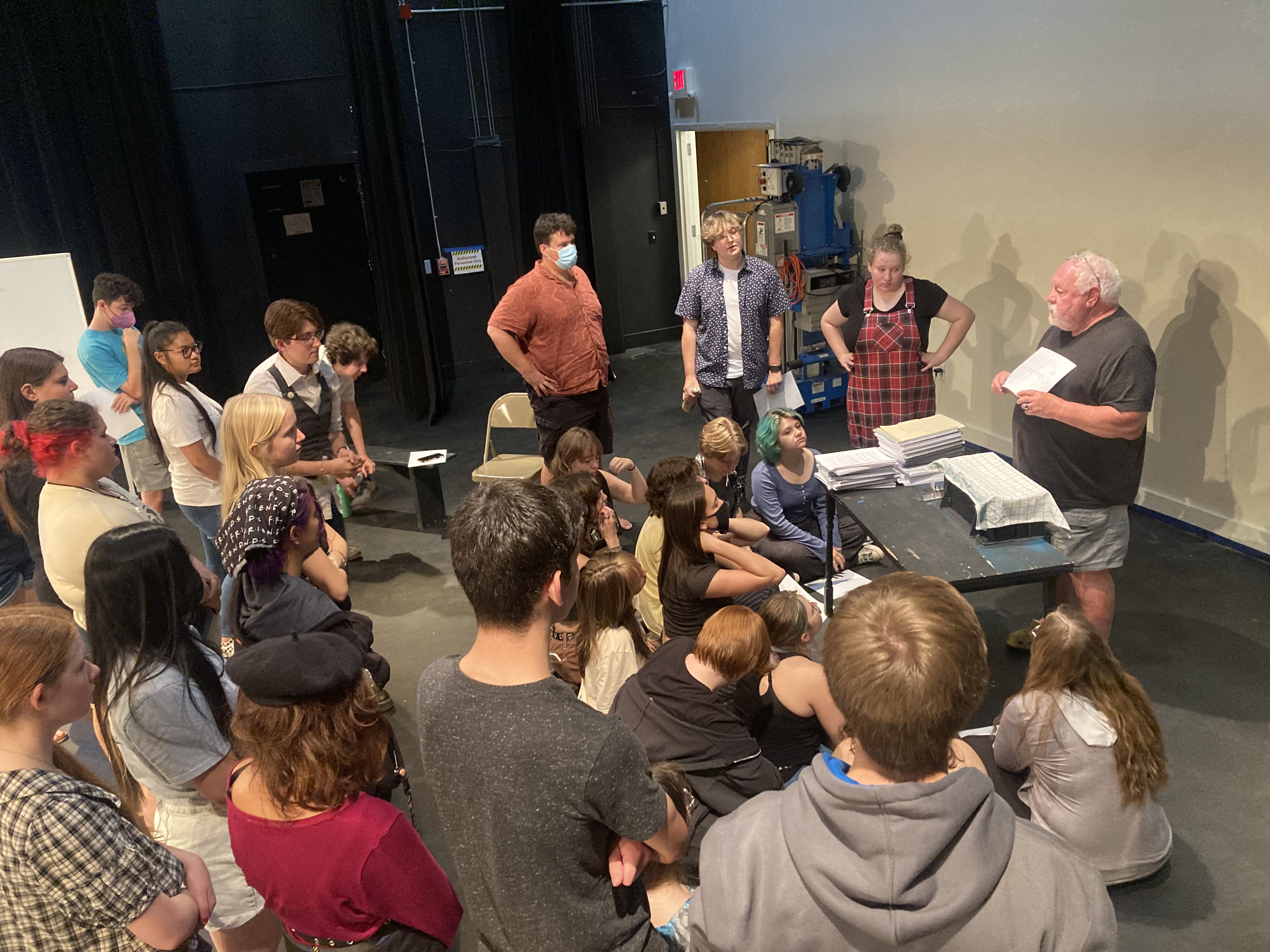 Set Designer Jefferey Modereger presenting his set designs to the cast and crew!