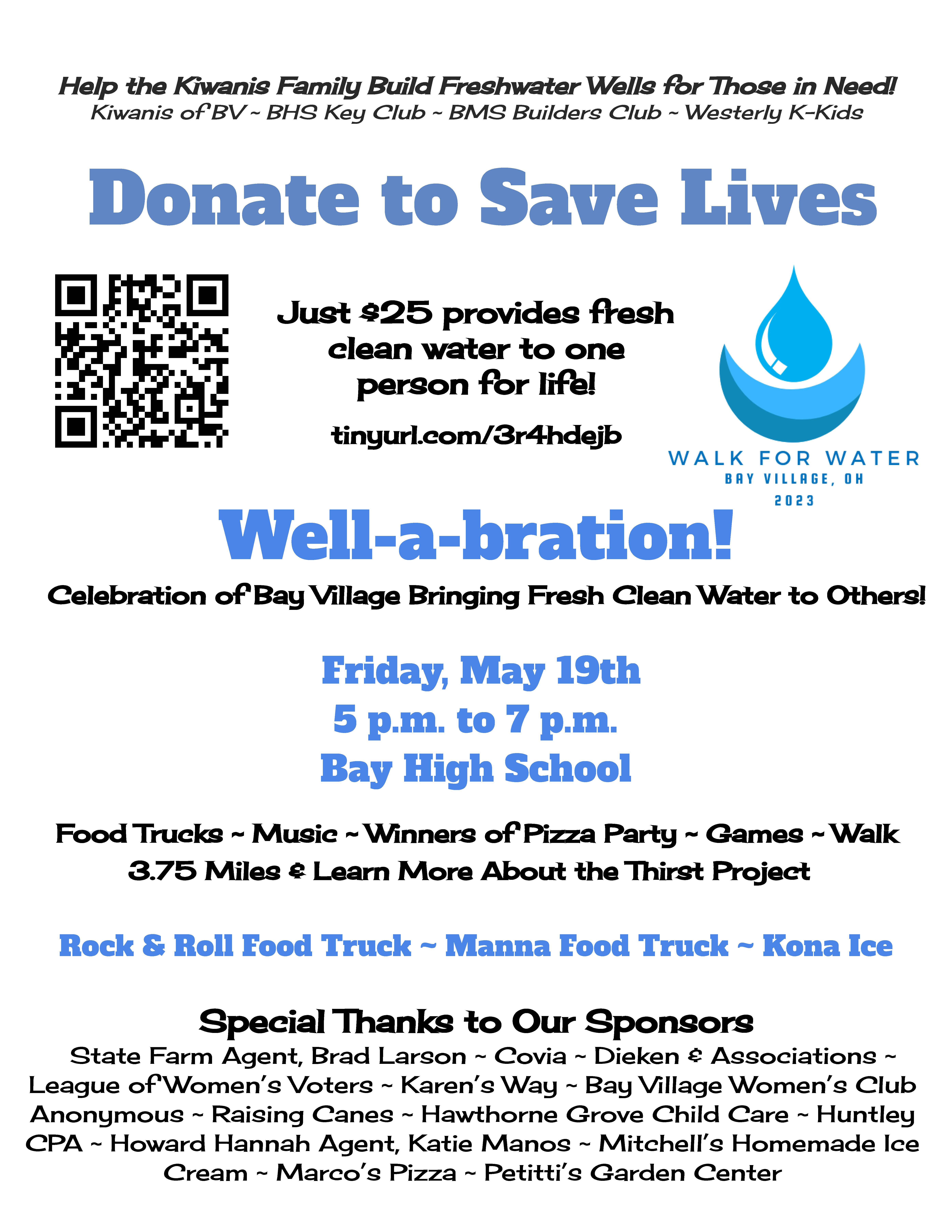 Walk for Water May 19 event flyer