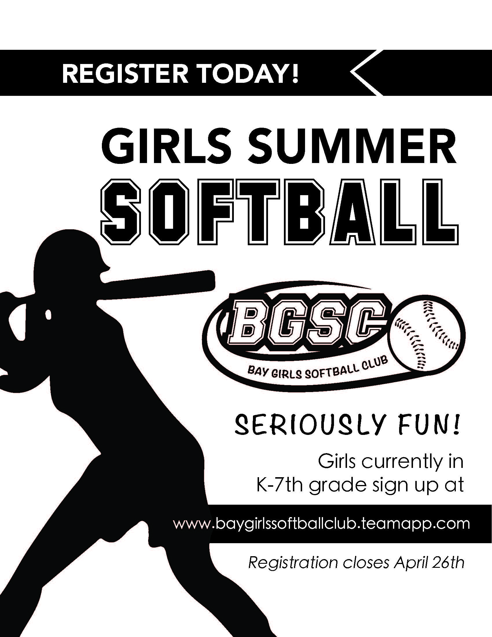 Girls Softball Registration Flyer 2024