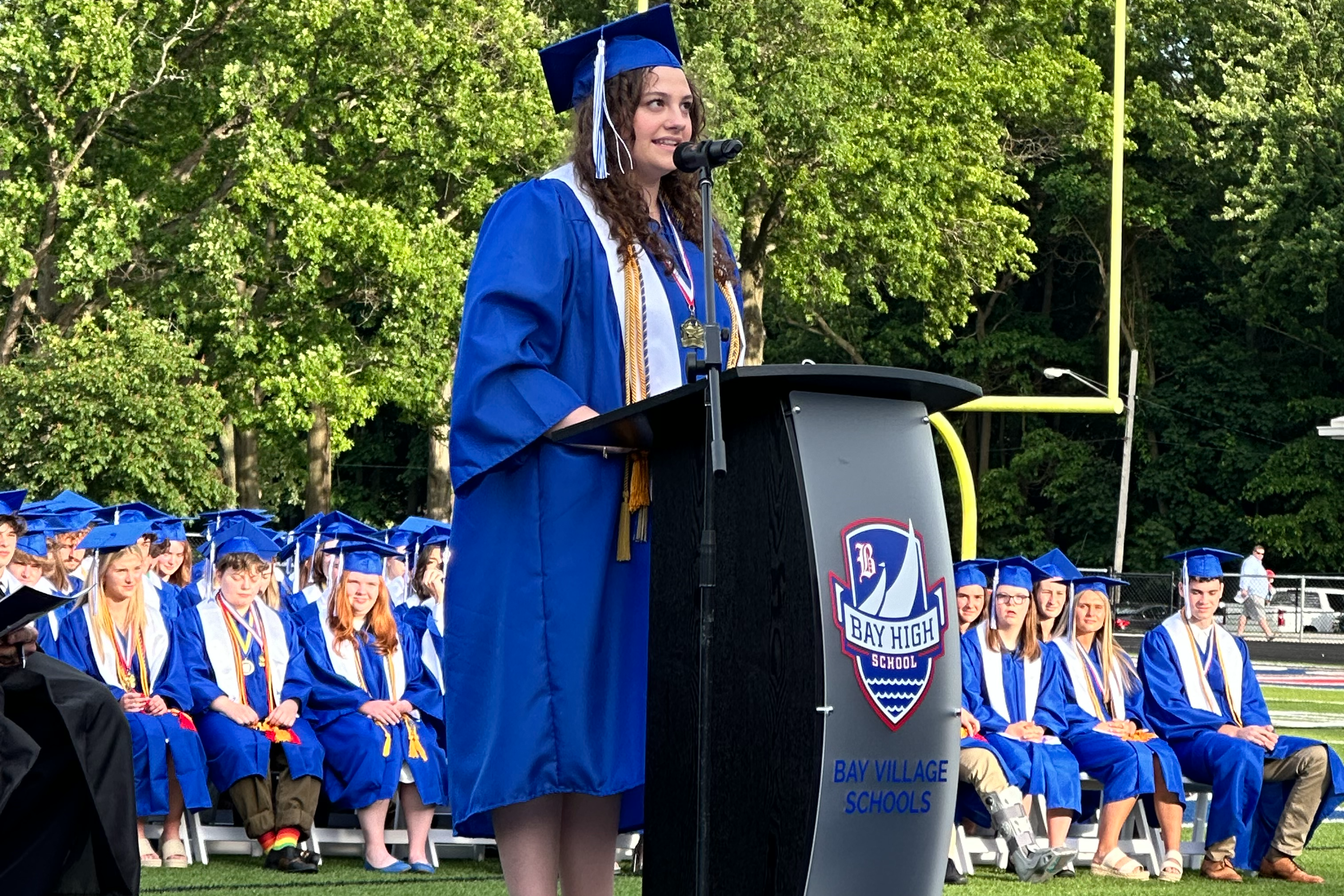 Girl giving graduation speech