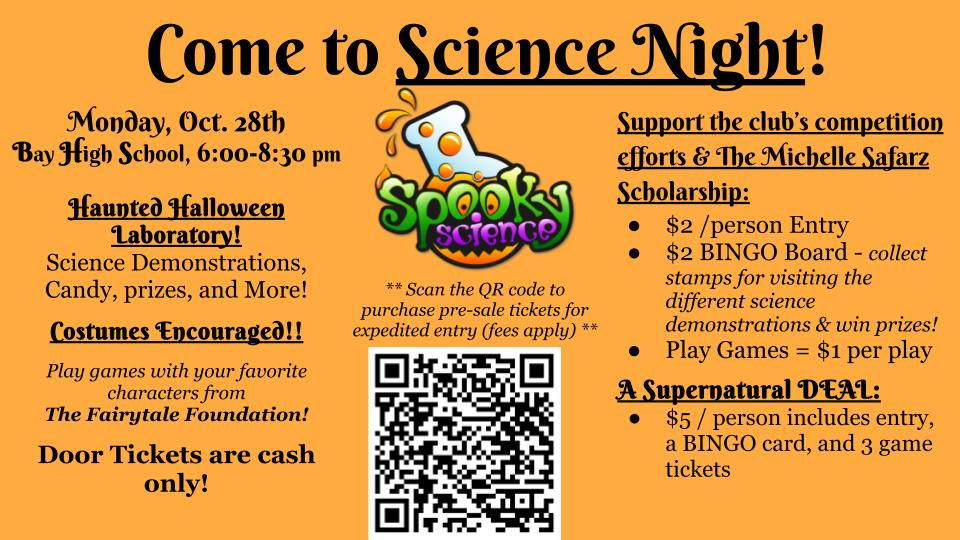 Spooky Science Night Flyer for Bay High School Tech Team