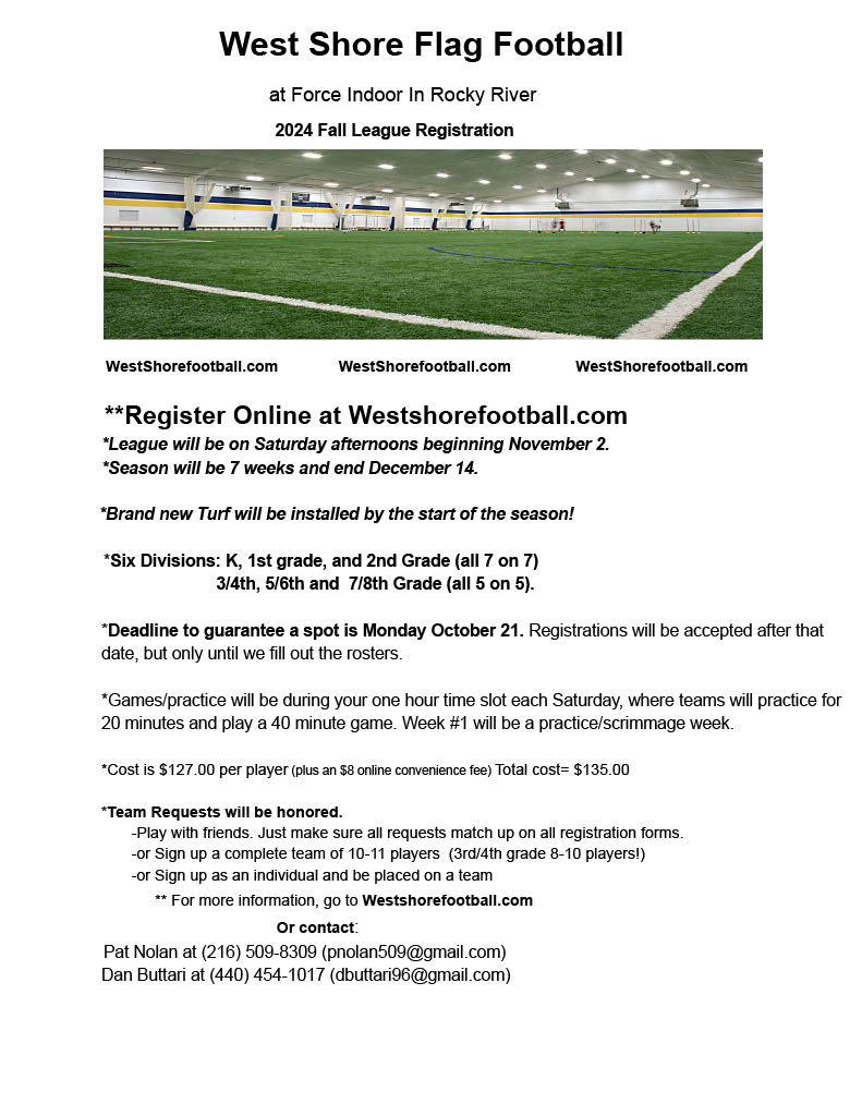 West Shore Flag Football Flyer 2024