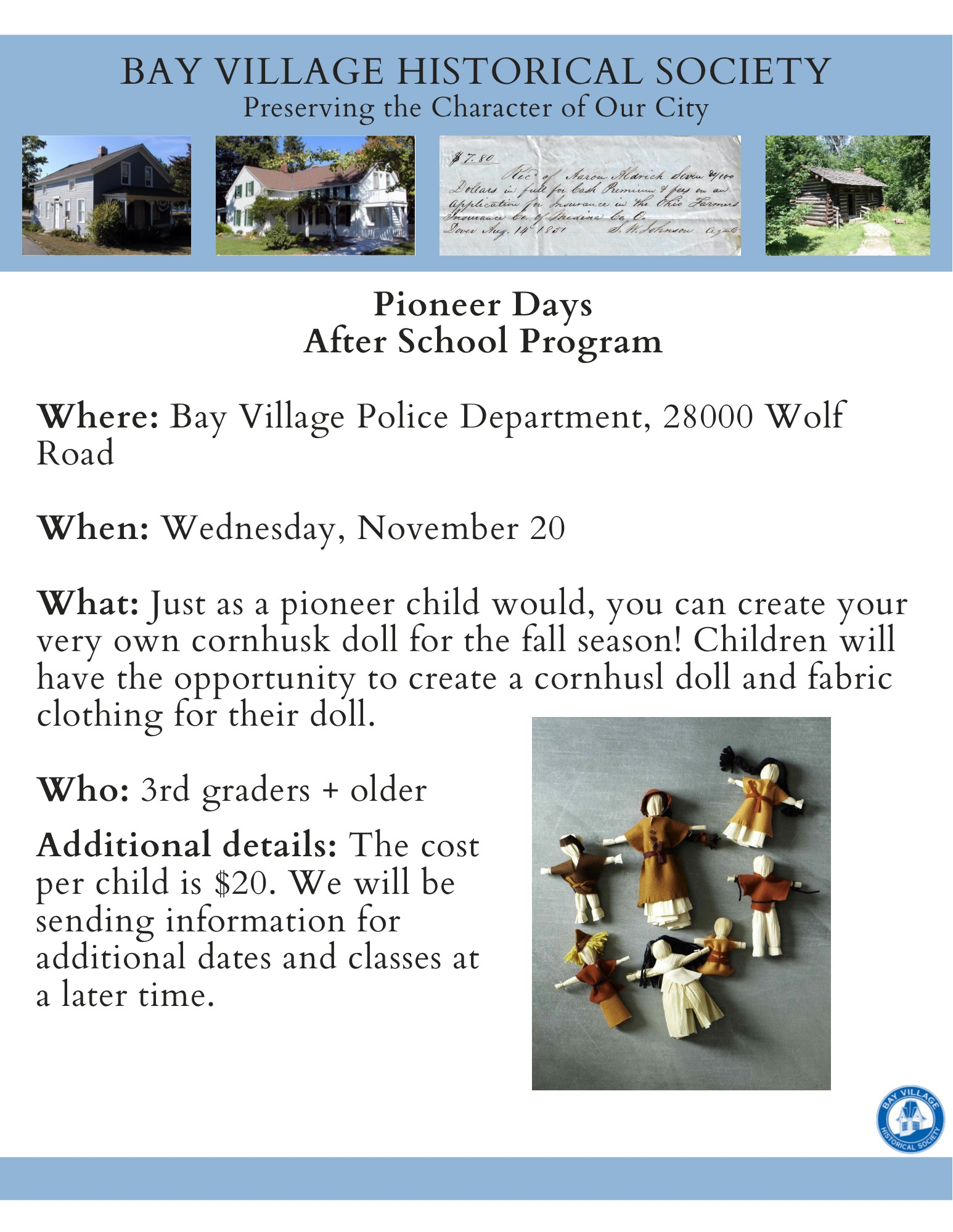 Bay Historical Society November flyer