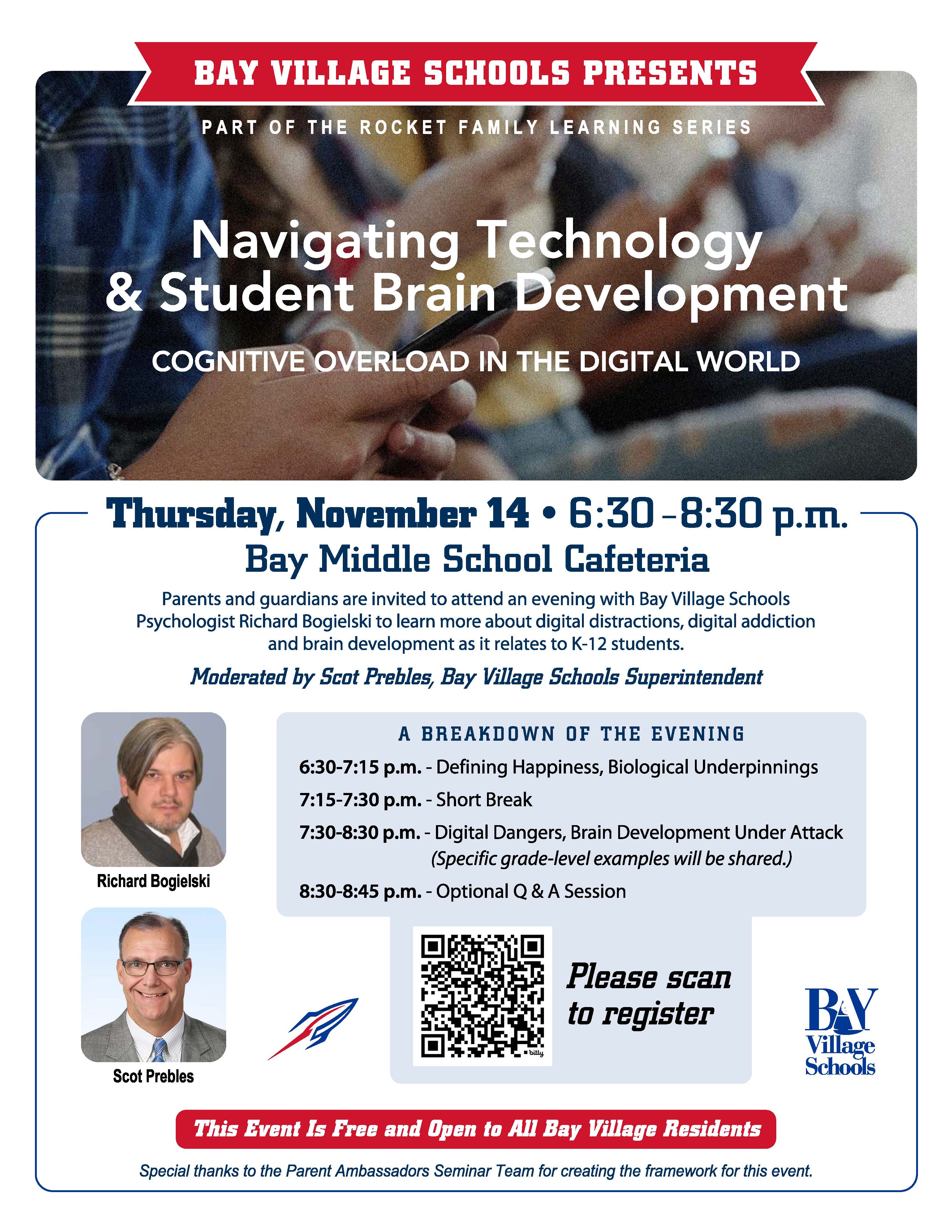 Parent Seminar Flyer for Digital Overload event on Nov. 14, 2024