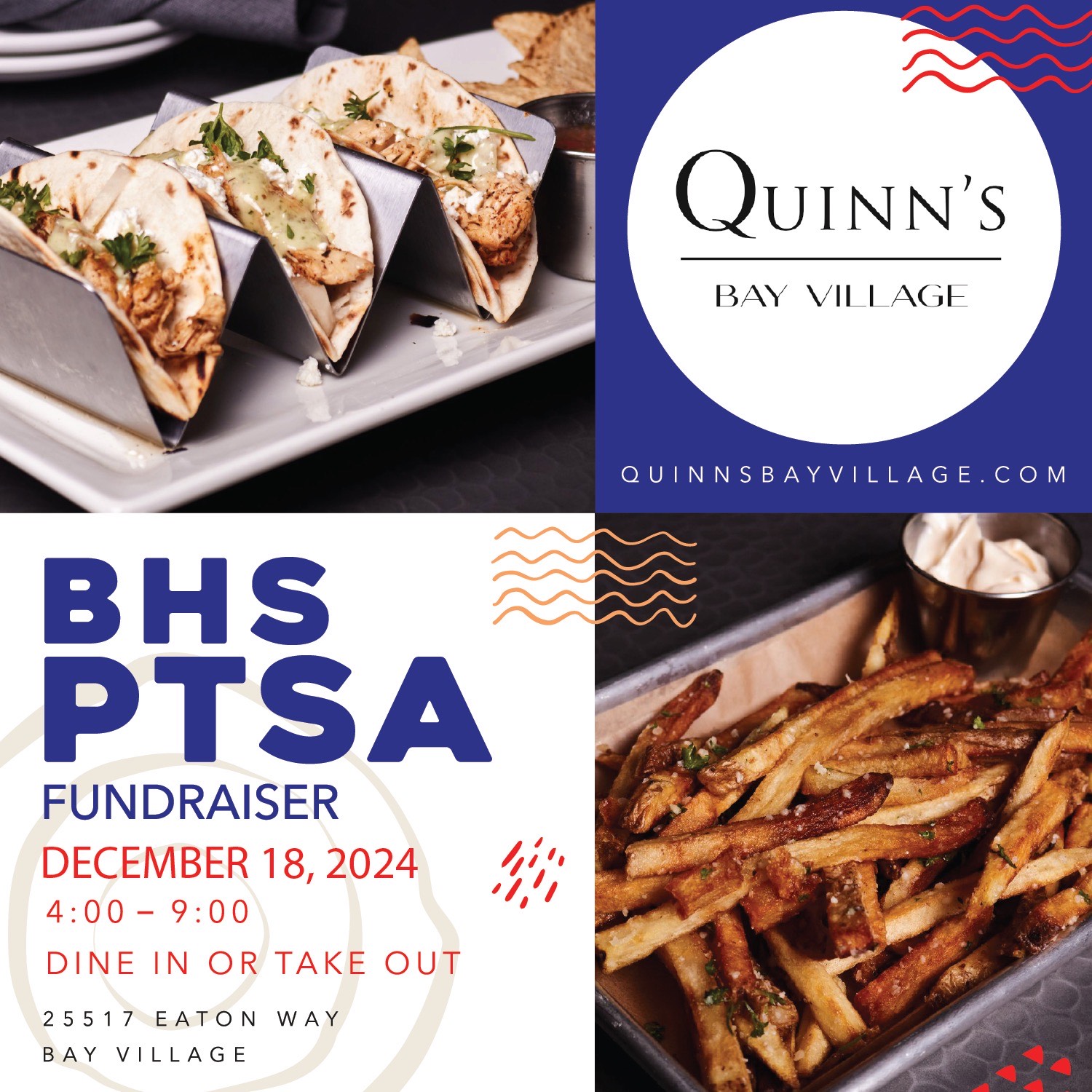 Quinns Flyer for PTSA fundraiser