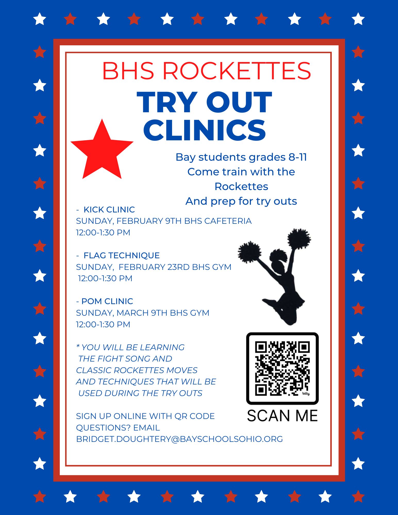 rockette clinics and tryout info flyer