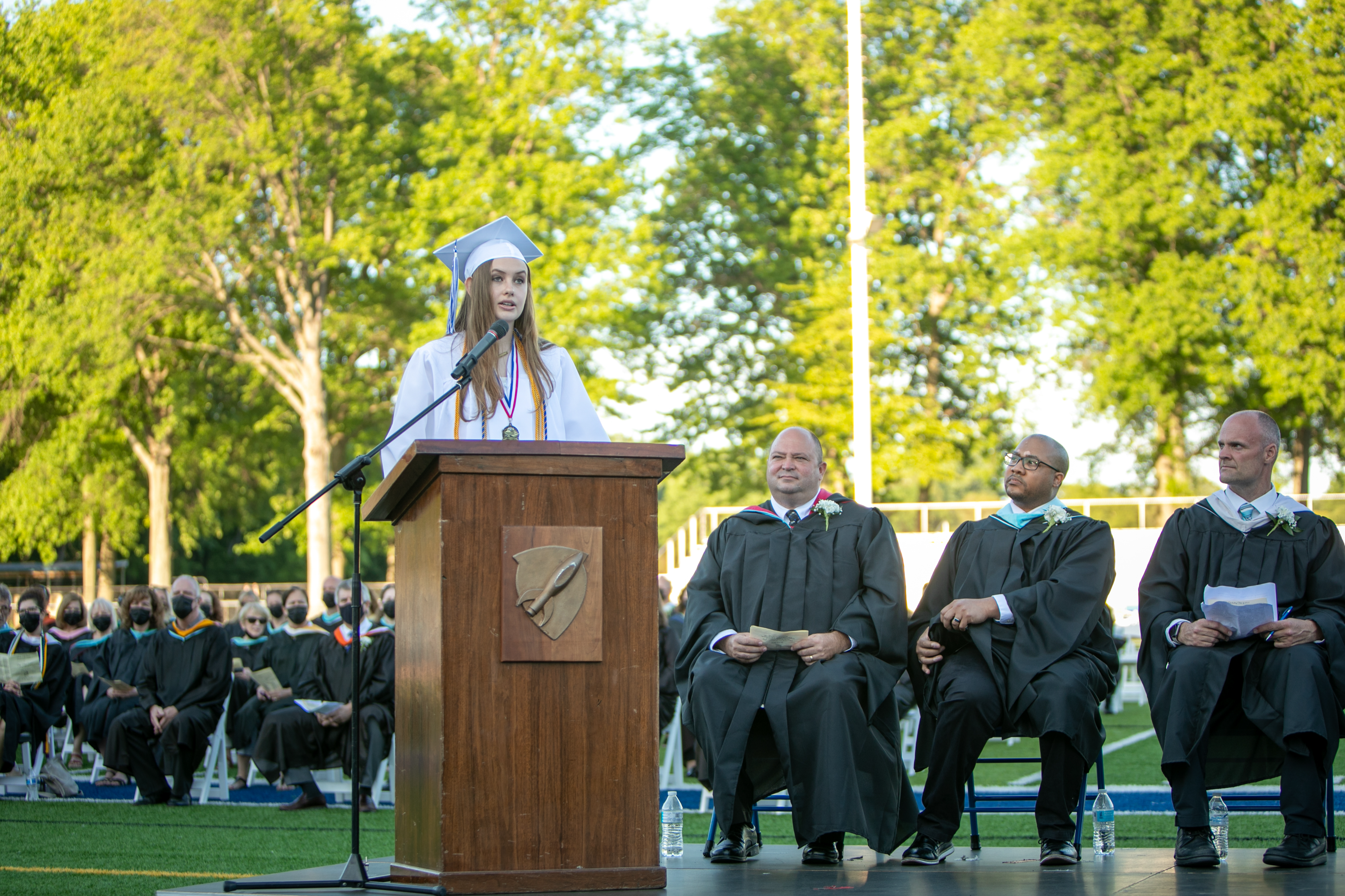 Girl giving graduation speech
